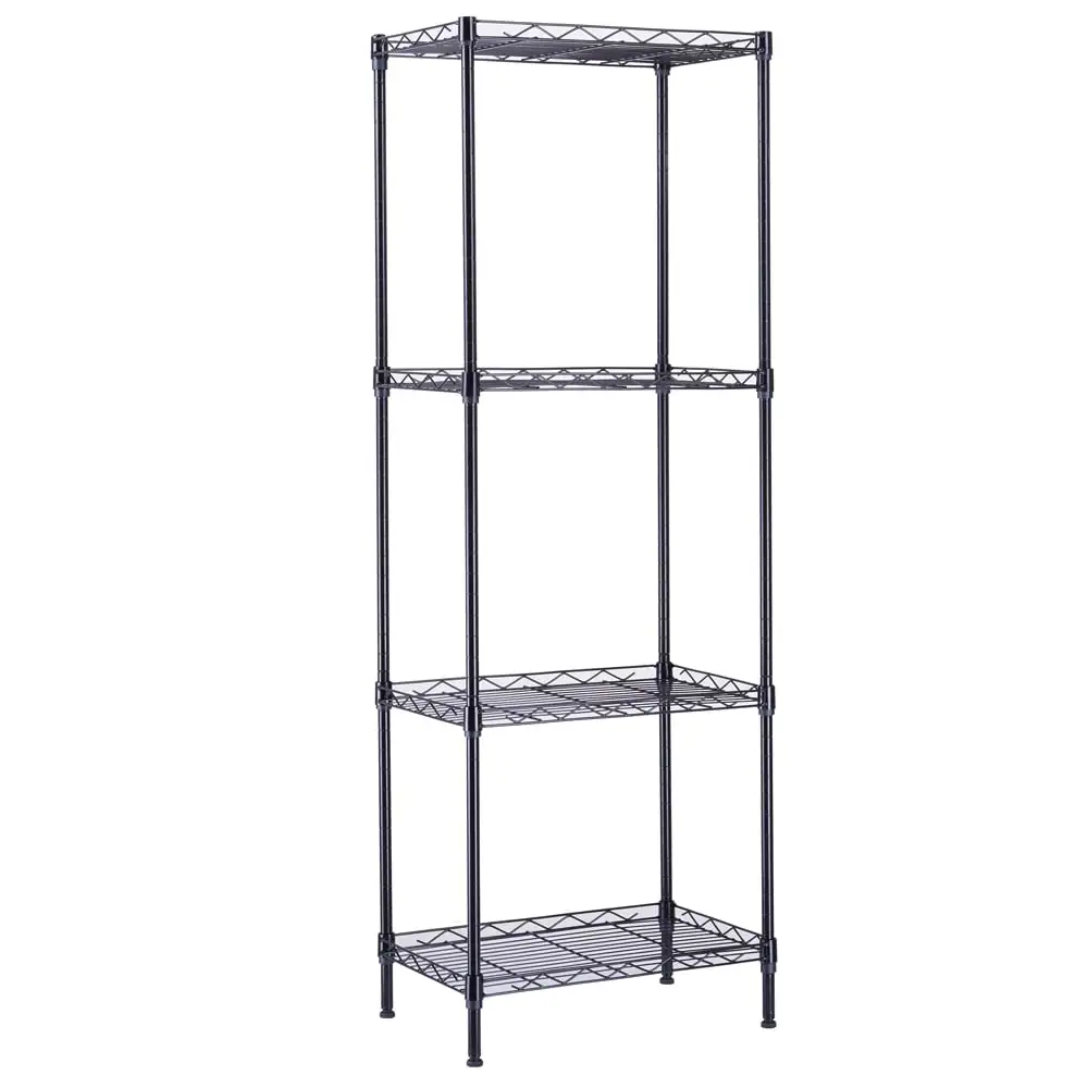 4 Tier Wire Shelving Adjustable Shelves Unit Metal Storage Rack for Laundry Bathroom Kitchen Pantry Closet Organization (Black. 17.72 L x 11.81 W x 49.61 H)