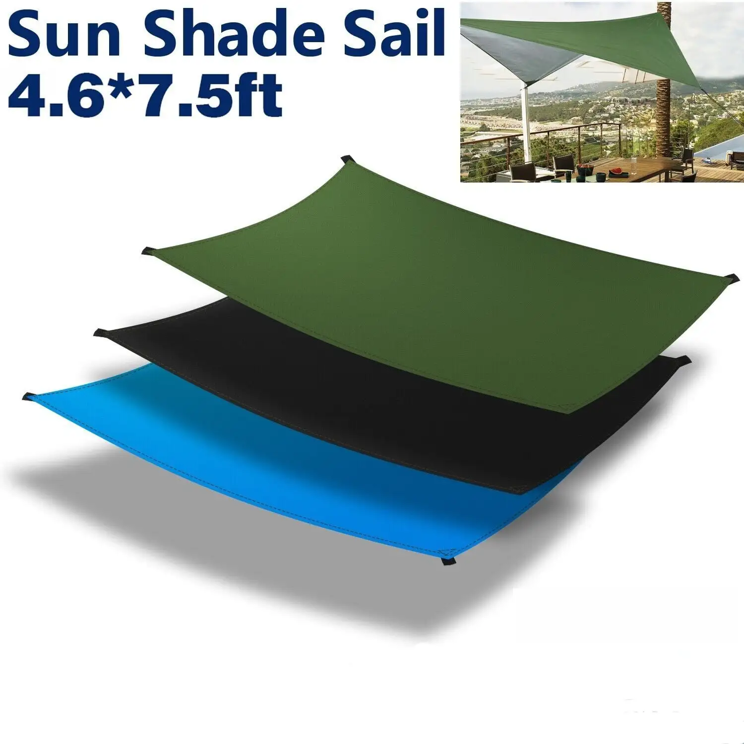 Patio Sun Shade Sail Canopy. 4.6' x 7.5' Rectangle Shade Cloth. Outdoor Cover Awning Shelter for Pergola Backyard Garden Yard