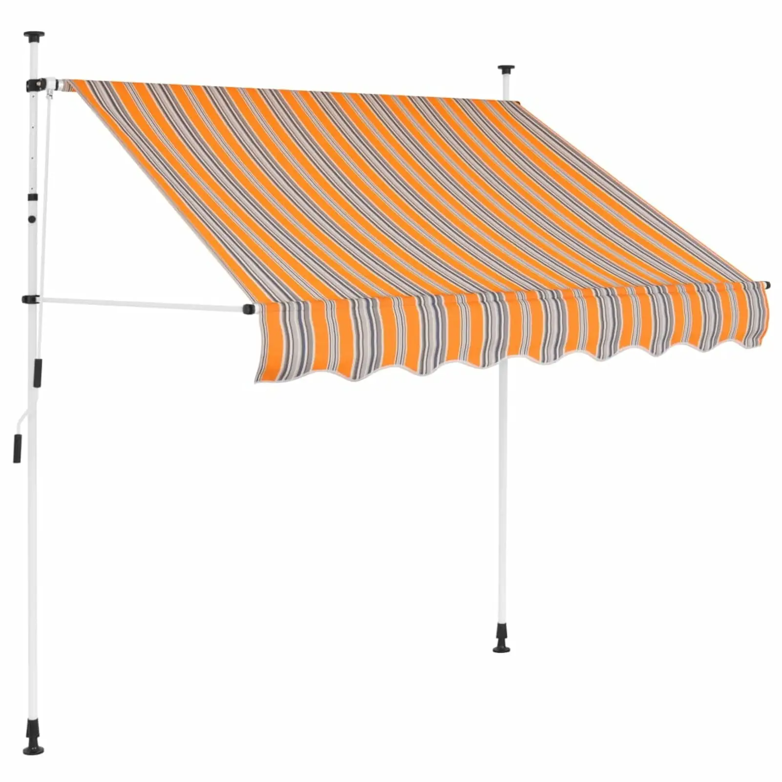 Carevas Manual Retractable Awning 39.4 Yellow and Blue Stripes