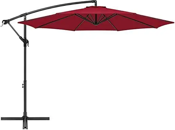 10' Hanging Umbrella Patio Sun Shade Offset Outdoor Adjustable Durable Umbrella