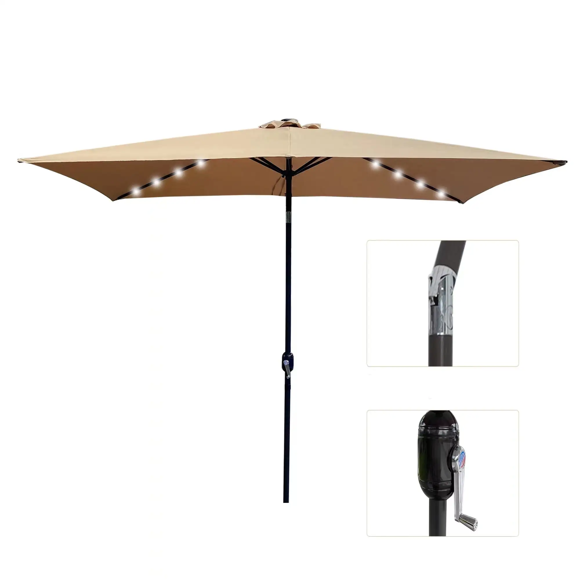 10 ft. x 6.5 ft. Outdoor Irregular Patio Umbrella with Crank and Push Button Tilt Feature (Base Not Included) Taupe