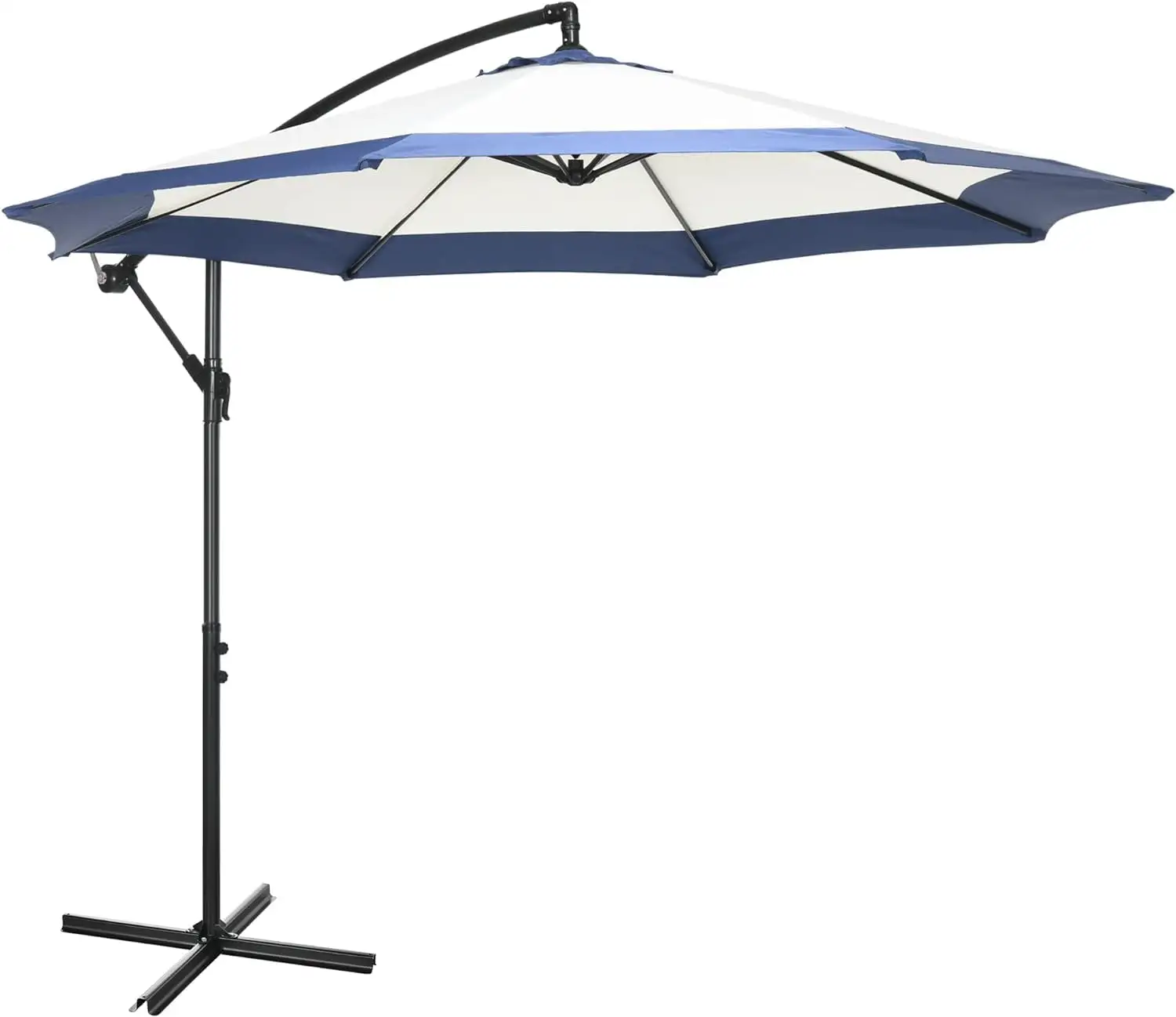 10FT Cantilever Umbrella. Offset Patio Umbrella with Crank and Cross Base for Deck. Backyard. Pool and Garden. Hanging Umbrellas