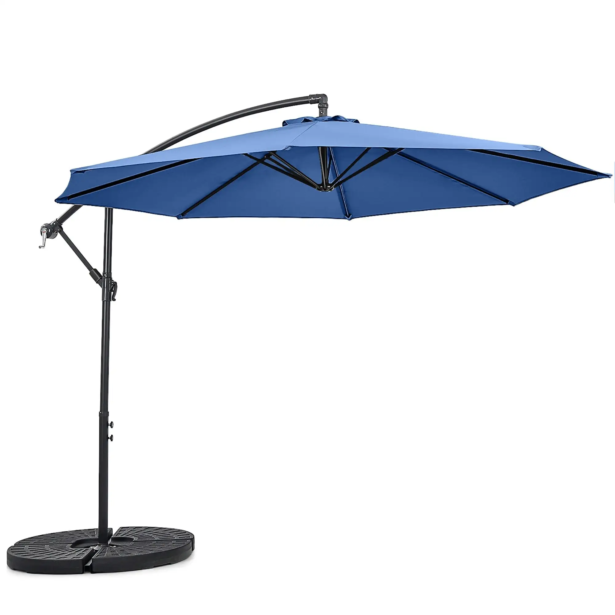 10FT Patio Offset Umbrella 8 Ribs Cantilever Umbrella Outdoor Navy