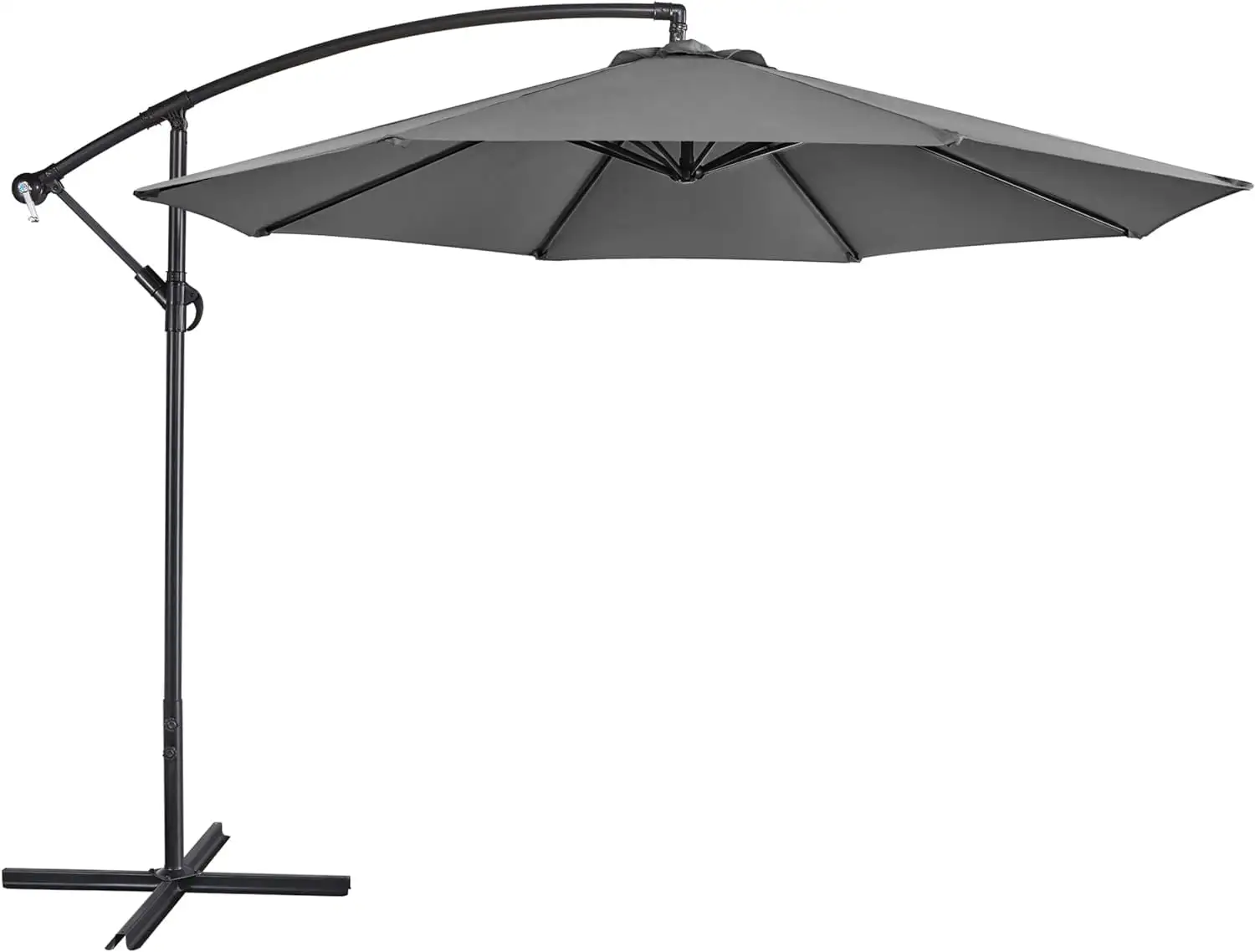 10FT Patio Offset Umbrella - Cantilever Hanging Outdoor Umbrellas w/UV Protection & 8 Ribs & Handy Crank & Cross Base for Market/Garden/Lawn/Deck/Backyard/Pool - Tan