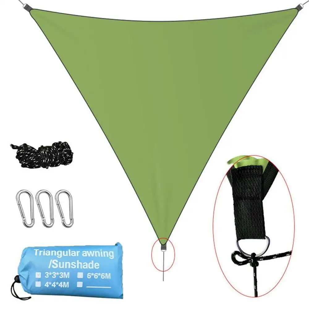 10Ft Triangle Sun Shade Sail Canopy Waterproof 97% UV Green