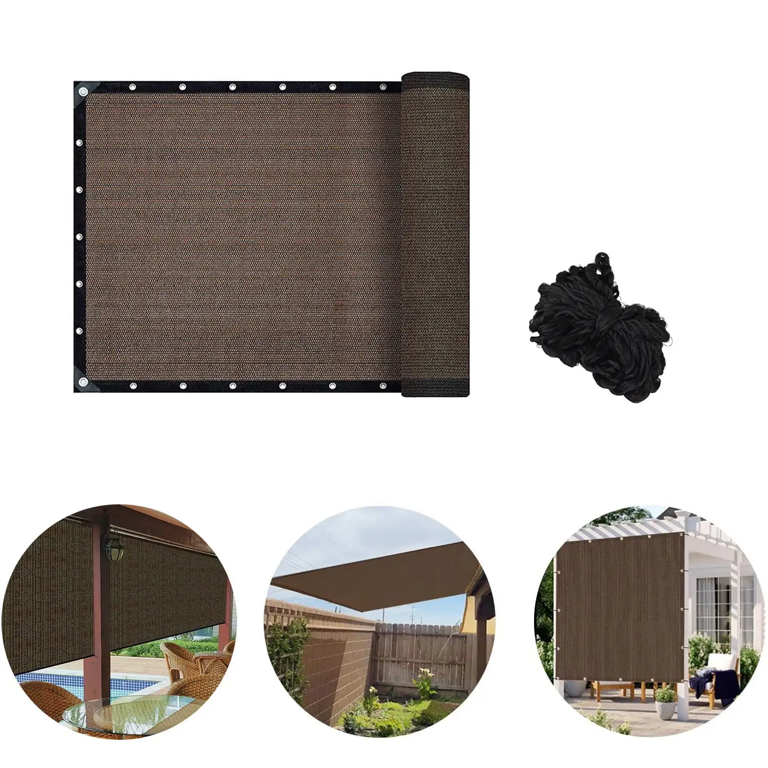 10X 3.3 FT Shade Cloth. UV Protection Sun Shade Cloth Taped Edge Sun-Block Mesh Shade With Rope for Patio Garden Pergola(coffee)