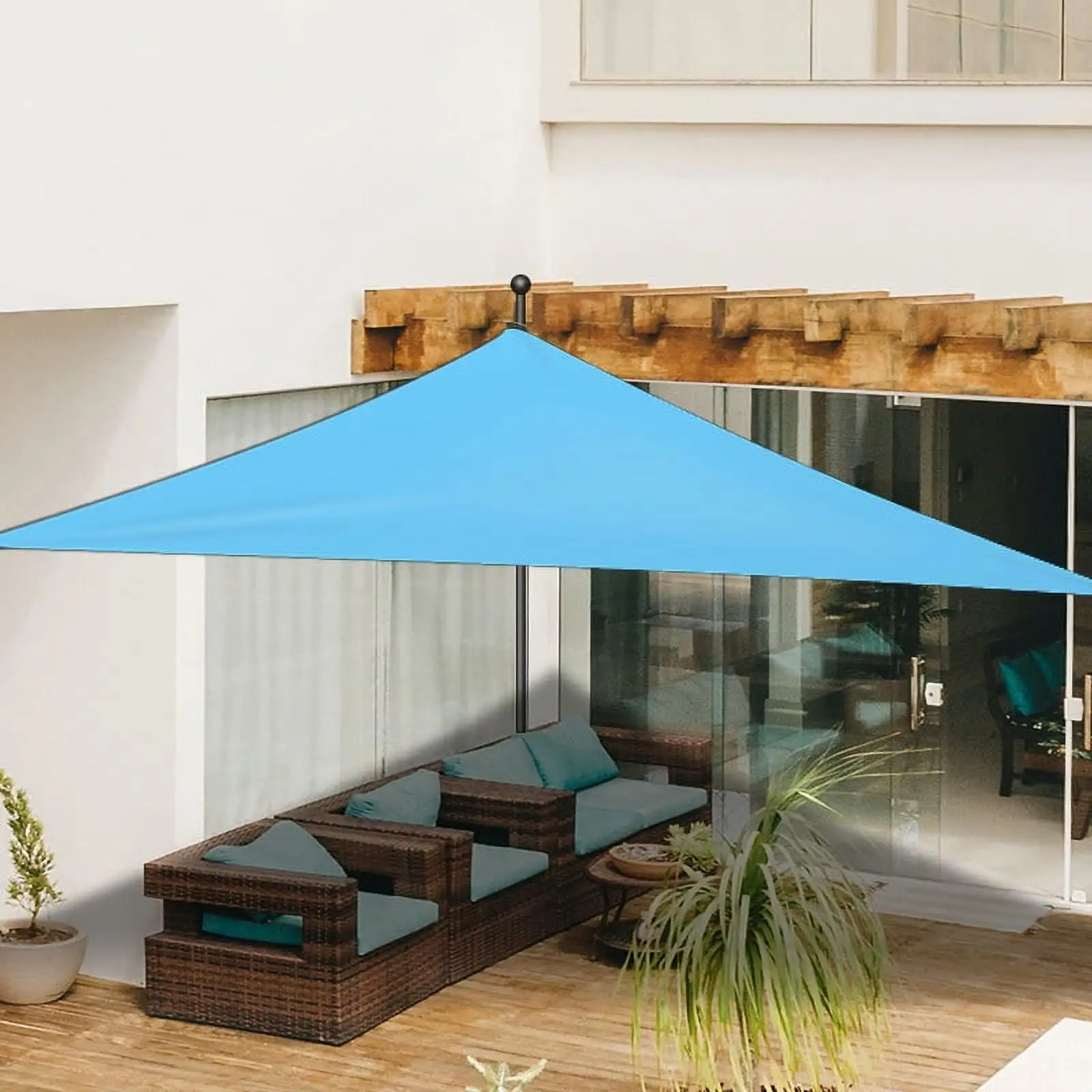 10x10x10FT Sun Shade Sail Triangle Canopy. Waterproof Canopy Pergolas Top Patio Cover. Permeable UV Block Fabric Durable Outdoor(Blue)