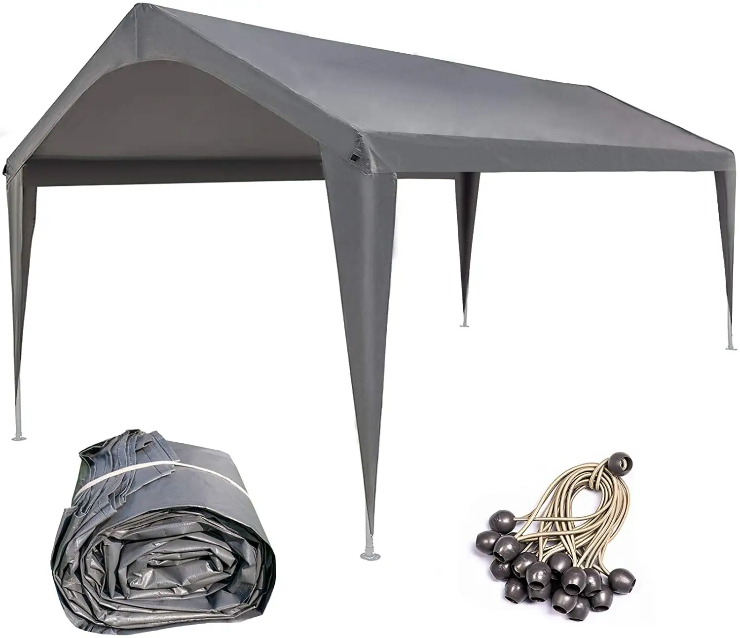 10x20 Feet Carport Replacement Top Canopy Cover with Fabric Pole Skirts and Accessories for Car Garage Shelter Tent. Dark Grey(Only Top Cover)