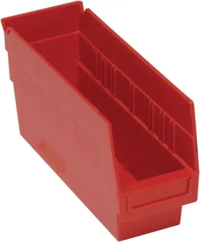 11 5/8 Deep x 4 1/8 Wide x 6 High Red Shelf Bin