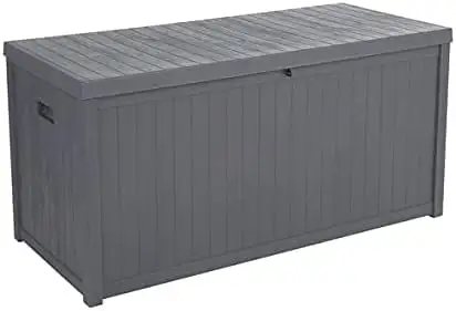 113gal 430L Outdoor Garden Plastic Storage Deck Box Chest Tools Cushions Toys Lockable Seat Waterproof