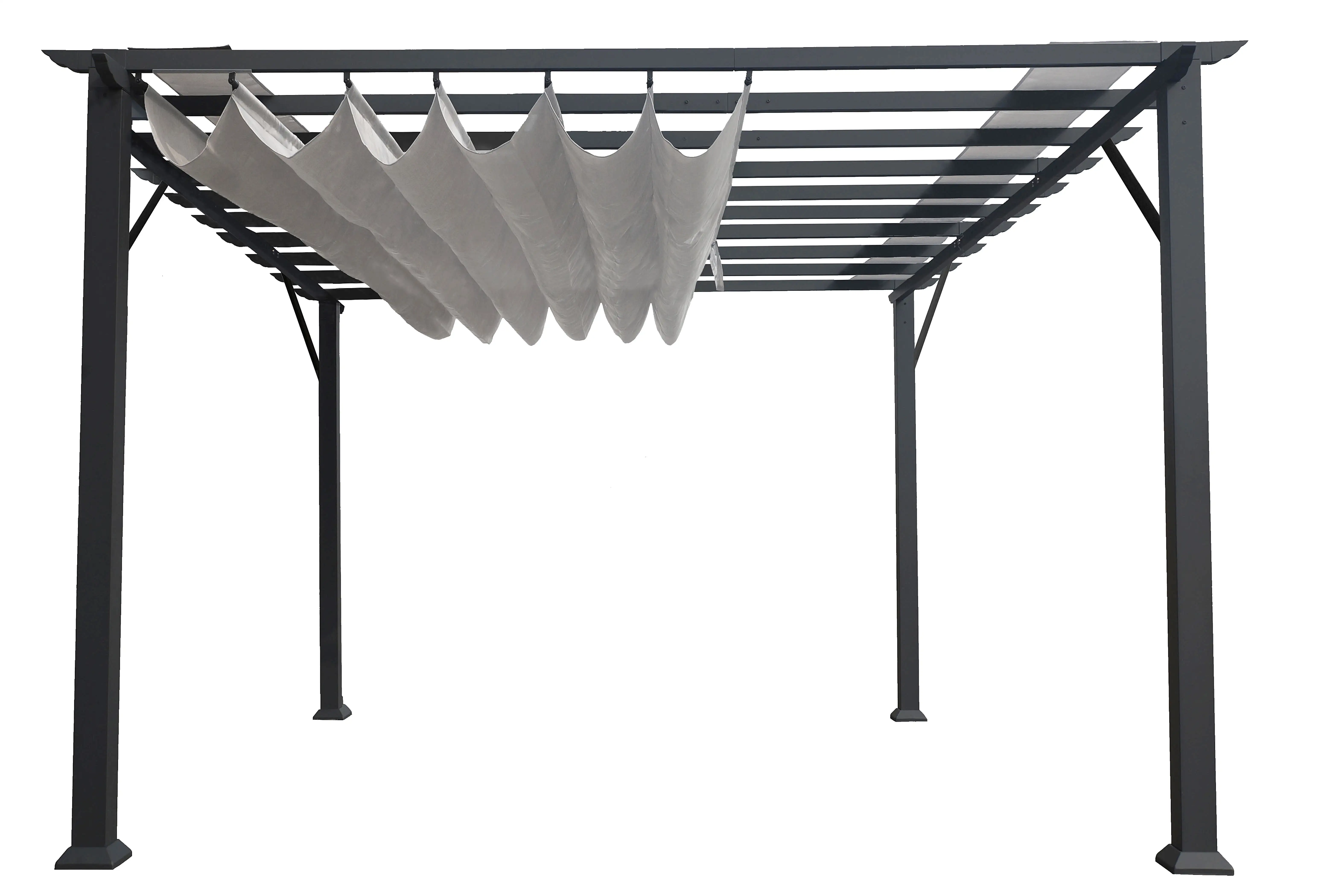 11x11 Florence Pergola with Grey Frame and Silver Canopy