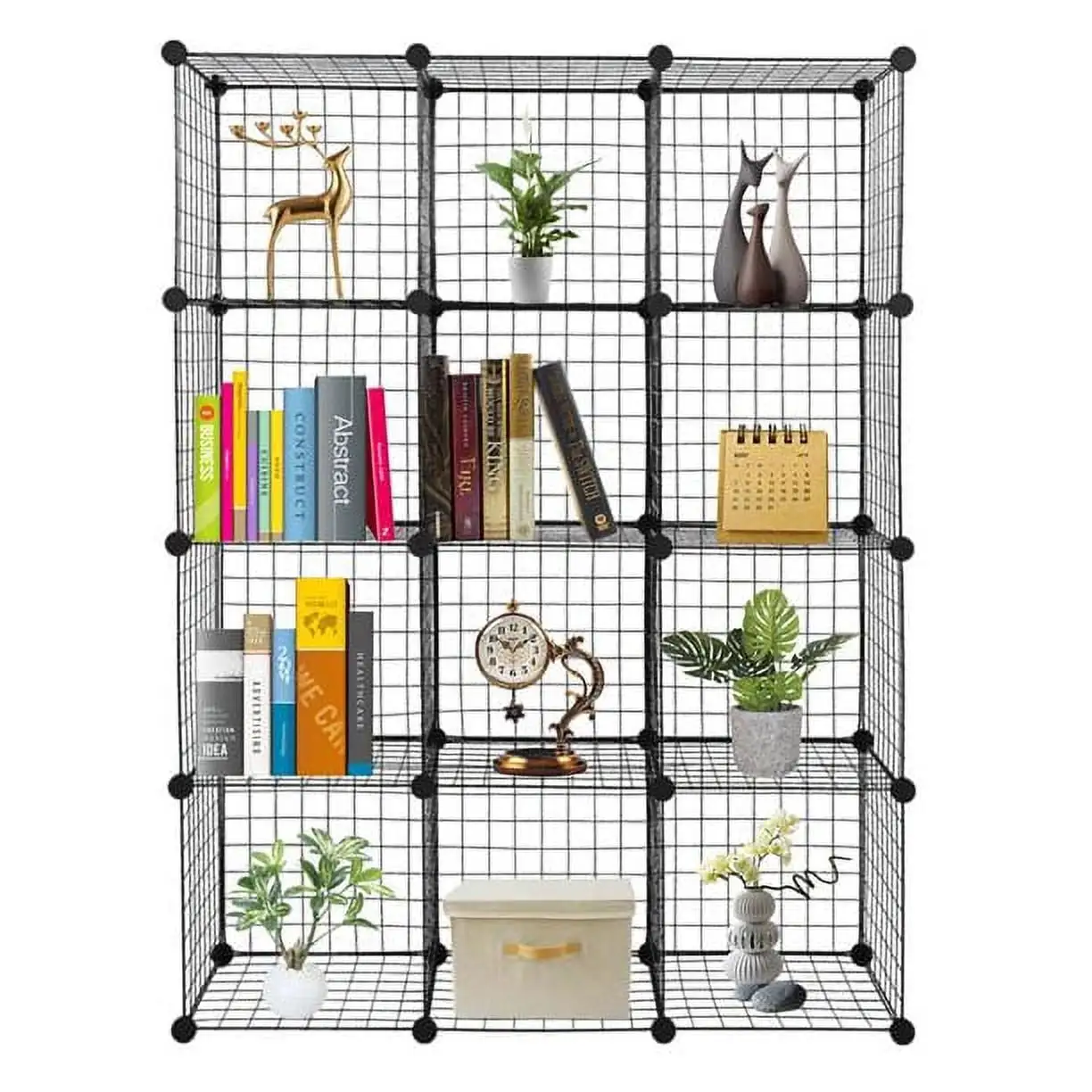 12-Cube Organizer Cube Storage Storage Shelves Wire Cube Storage Origami Shelves Metal Grid Multifunction Shelving Unit Modular Cubbies Organizer Bookcase