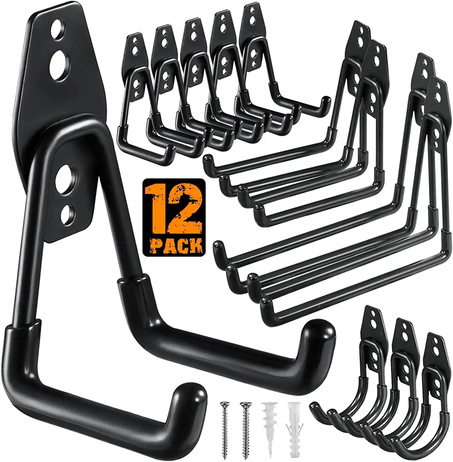 12 Pcs Garage Hooks. Heavy Duty Wall Hooks. for Organizing Power Tools. Ladders. Bulk Items