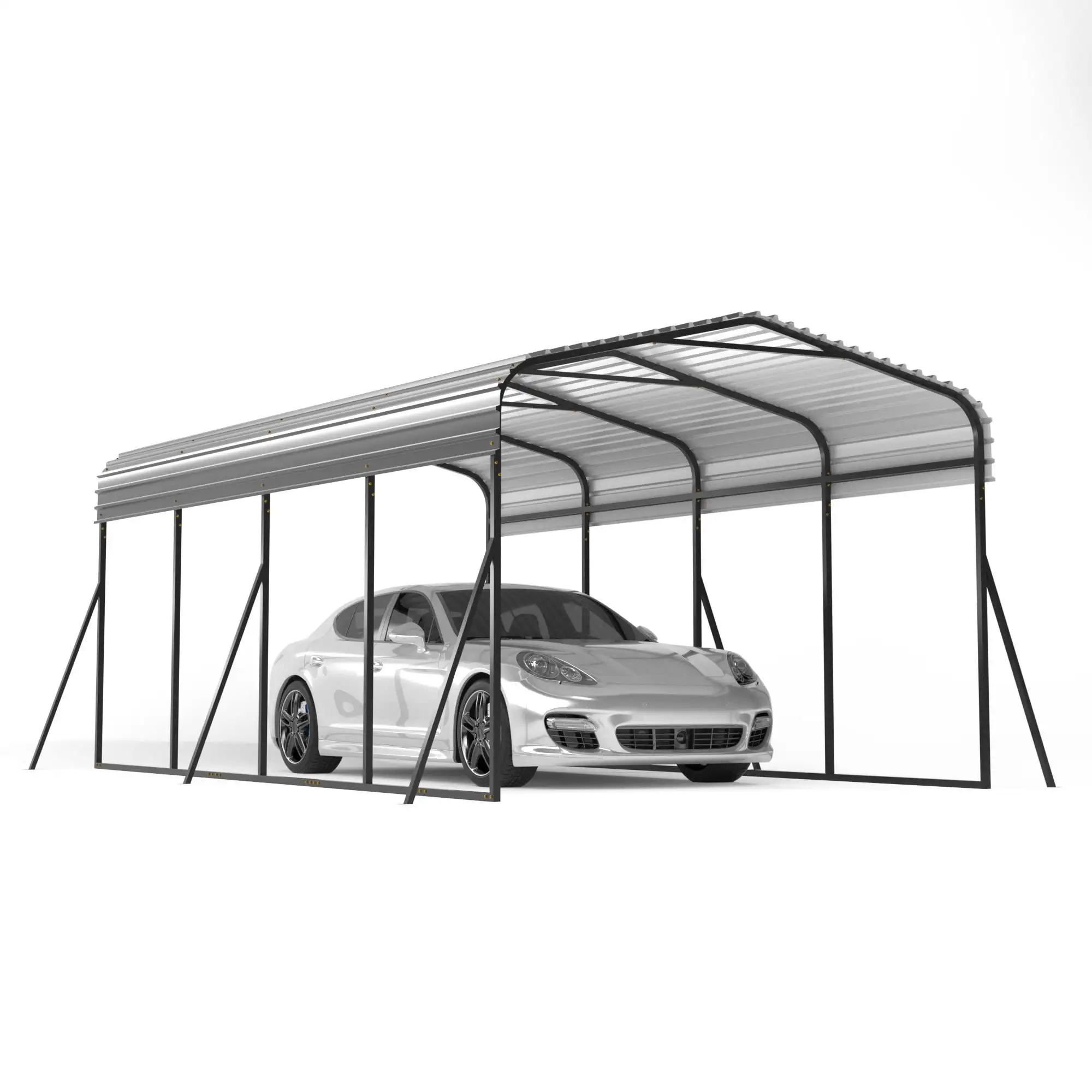 12 x 20ft Carport Galvanized Steel. Heavy Duty Carport Shelter for Outdoor. All-Steel Tent with Extra Support Pole. Weatherproof Roof. Car Boat Tractor ATV RV Shelter