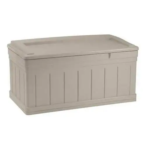 129 gal Resin Deck Box With Seat. Light Taupe