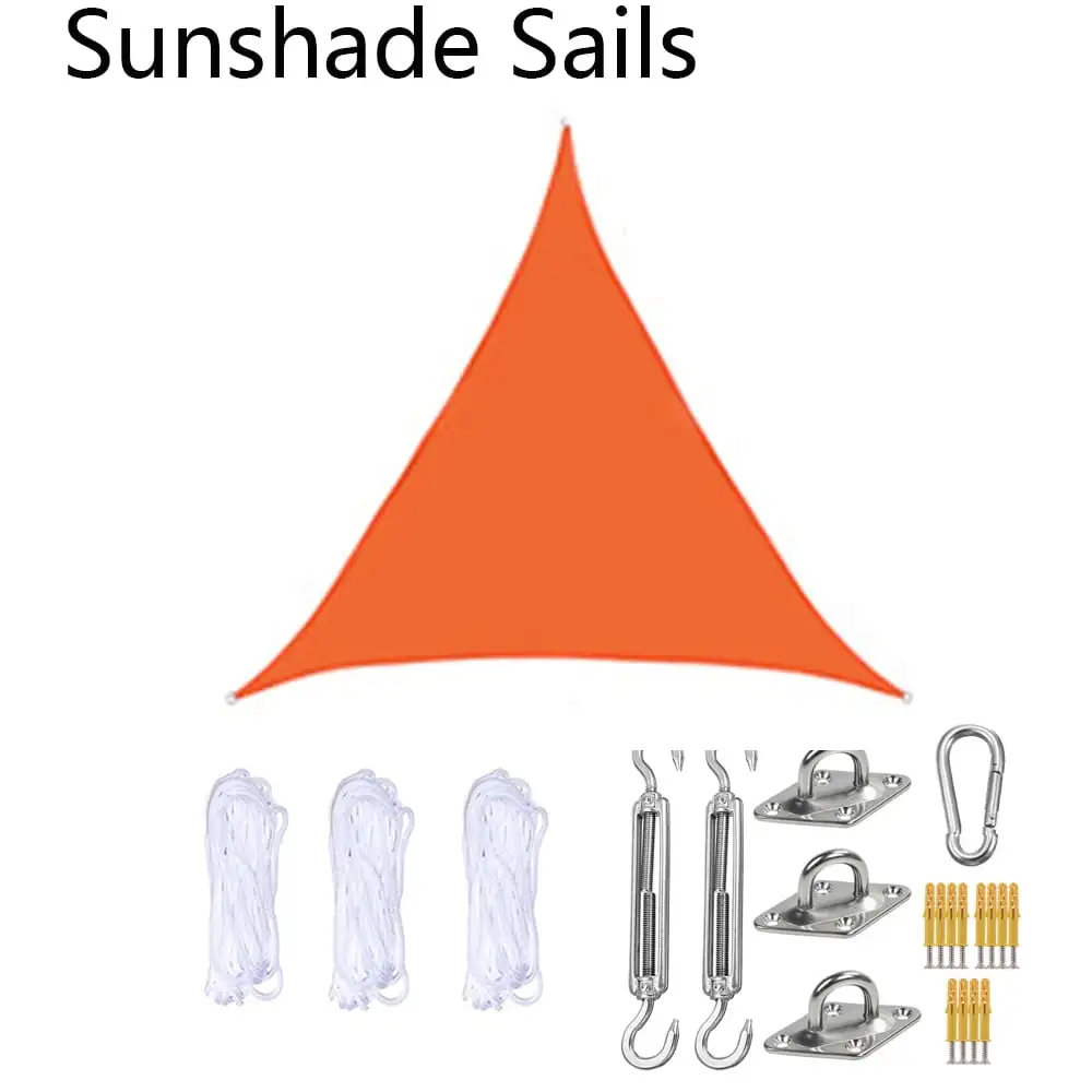 13.12??13.12??13.12ft Sun Shade Sail Triangle Canopy with Hardware Kit?C UV Block Outdoor Patio Garden