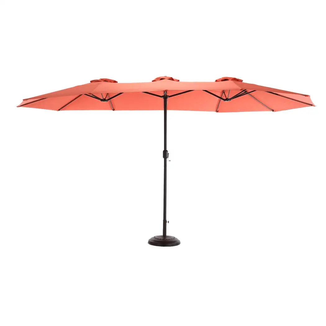 14.8FT Large Outdoor Umbrellas. Double Sided Rectangular Patio Umbrella with Crank Handle for Garden Poolside Lawn Yard. No Base Included. Orange