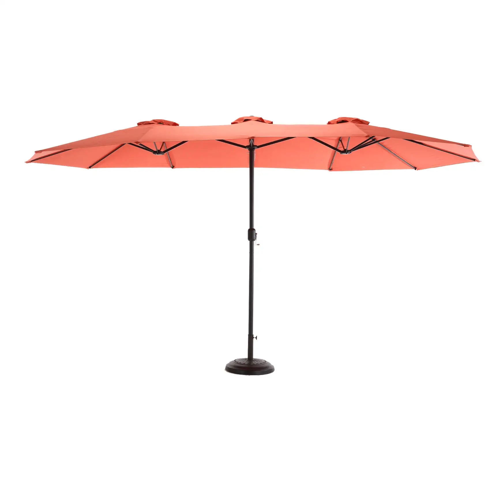 14.8FT Outdoor Patio Umbrella. Large Outdoor Double-Sided Rectangle Market Umbrella with Crank Handle and 12 Steel Ribs Support or Backyard. Lawn. Garden. Orange