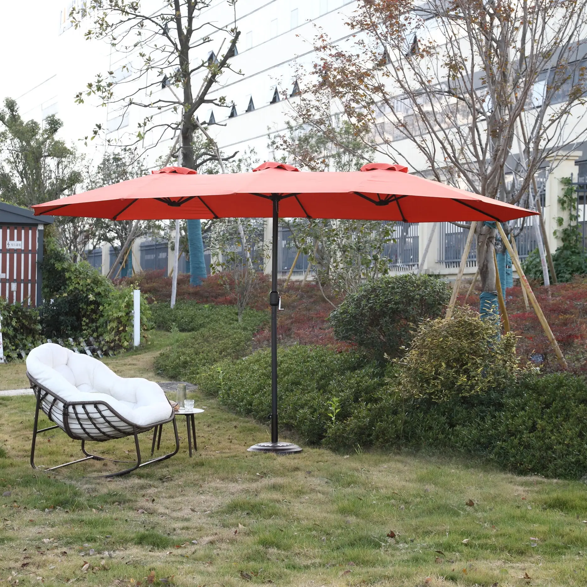 14.8ft Rectangle Patio Umbrellas. Large Outdoor Umbrella with Crank. Powerful UV Protective. Table Umbrella Outdoor Patio for Backyard. Pool. Garden. Deck (Orange)