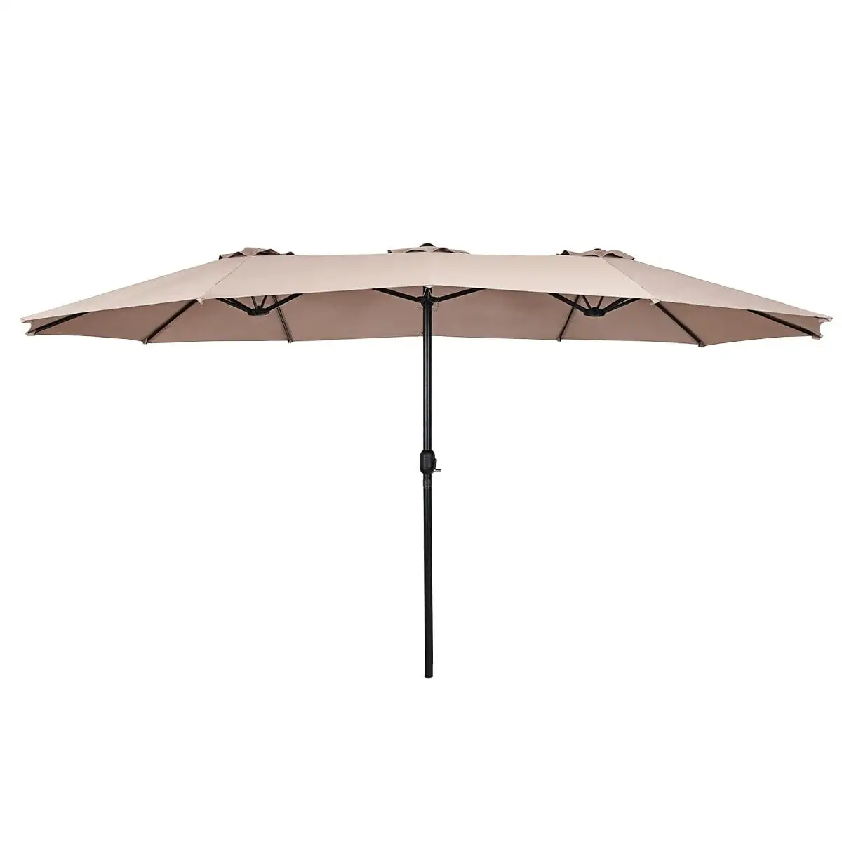 15' Double-Sided Outdoor Offset Patio Umbrella. Base Not Included Beige