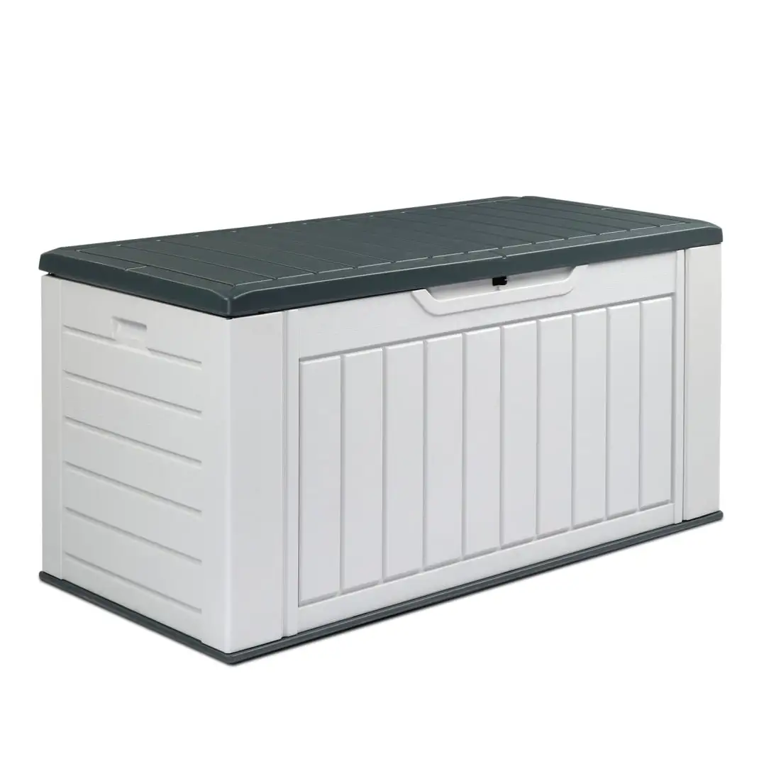 158 Gallon Outdoor Deck Box Chest with Lockable Lid & Built-in Handles. Yard Storage Box for Backyard Porch Patio Garden. All-Weather Storage Container for Tools Toys. 400LBS Wight Capacity. Grey