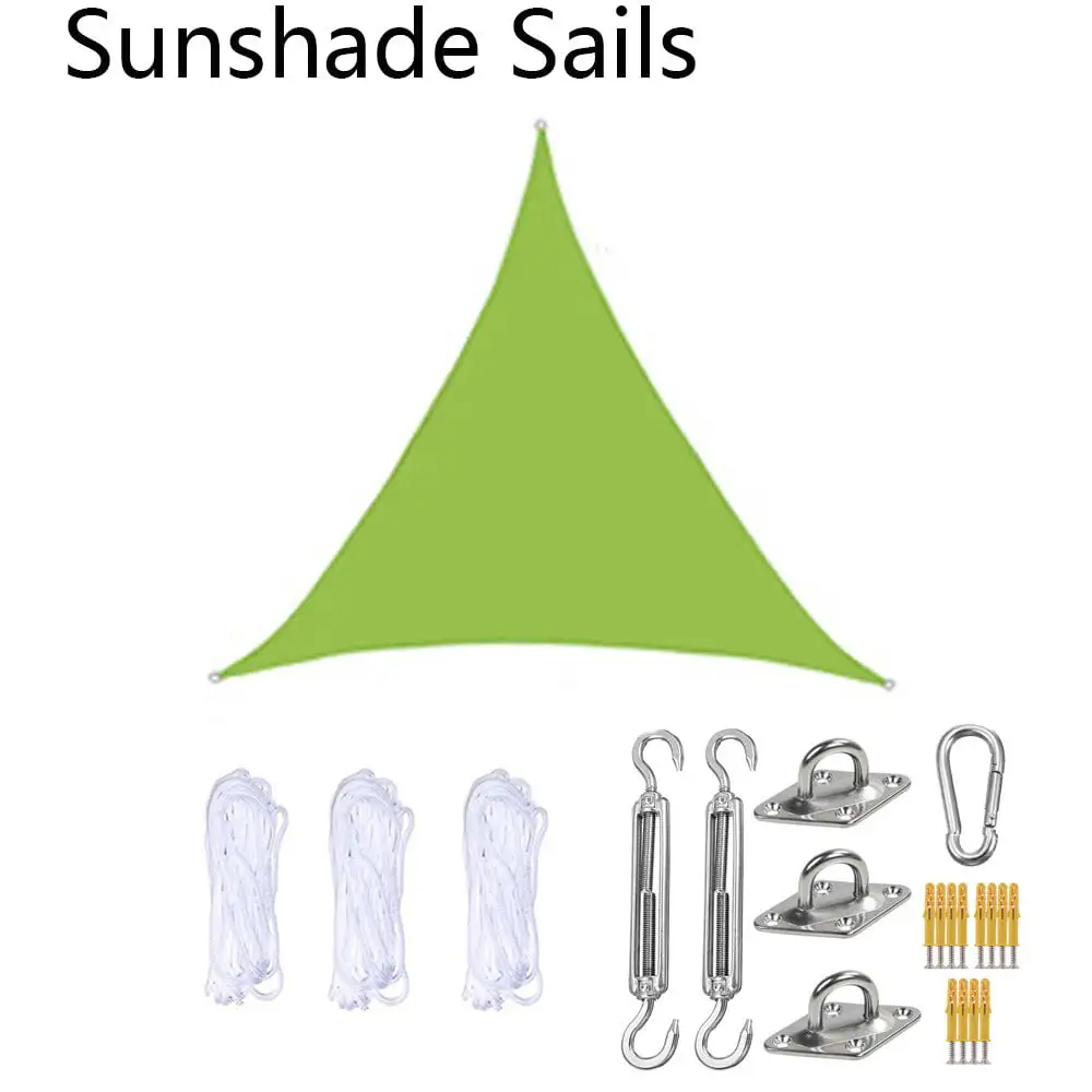 16.40??16.40??16.40ft Sun Shade Sail Triangle Canopy with Hardware Kit?C UV Block Outdoor Patio Garden