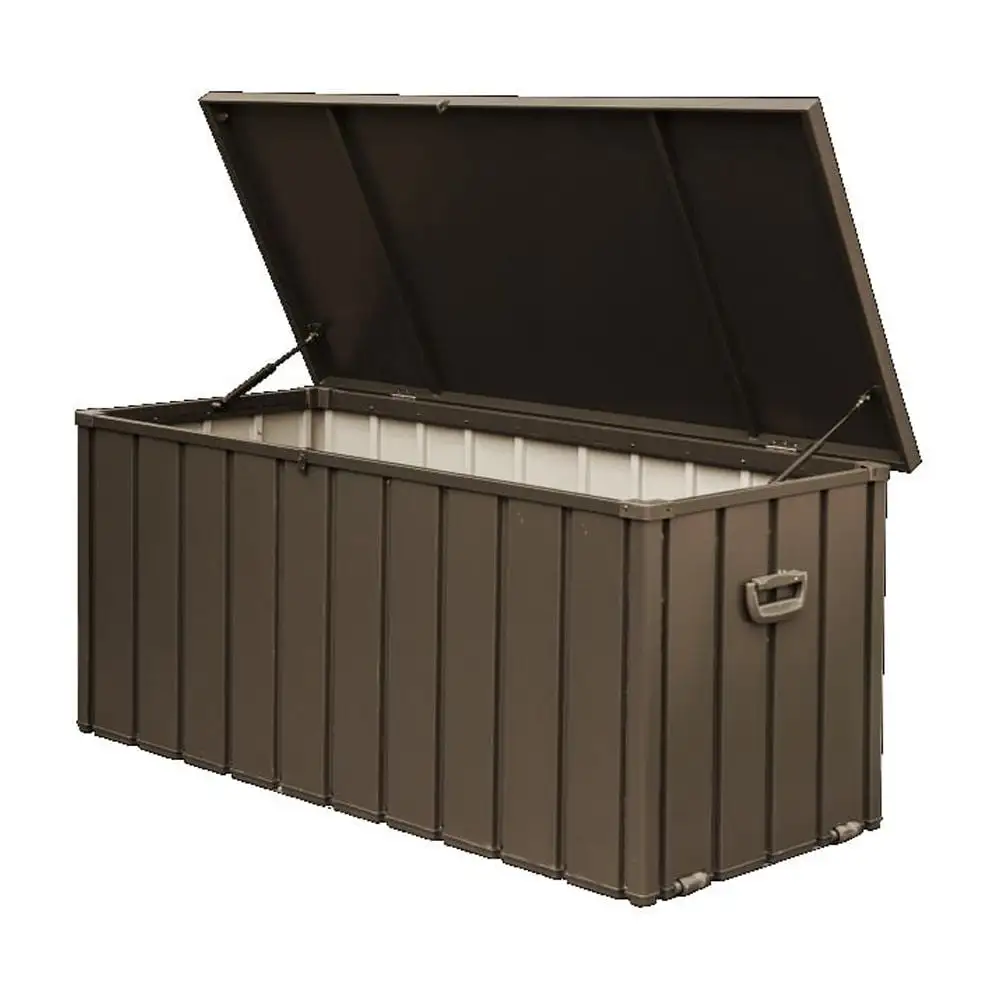 160 Gallon Outdoor Storage Deck Box Waterproof. Large Patio Storage Bin for Outside Cushions. Throw Pillows. Garden Tools. Lockable (Dark Brown)