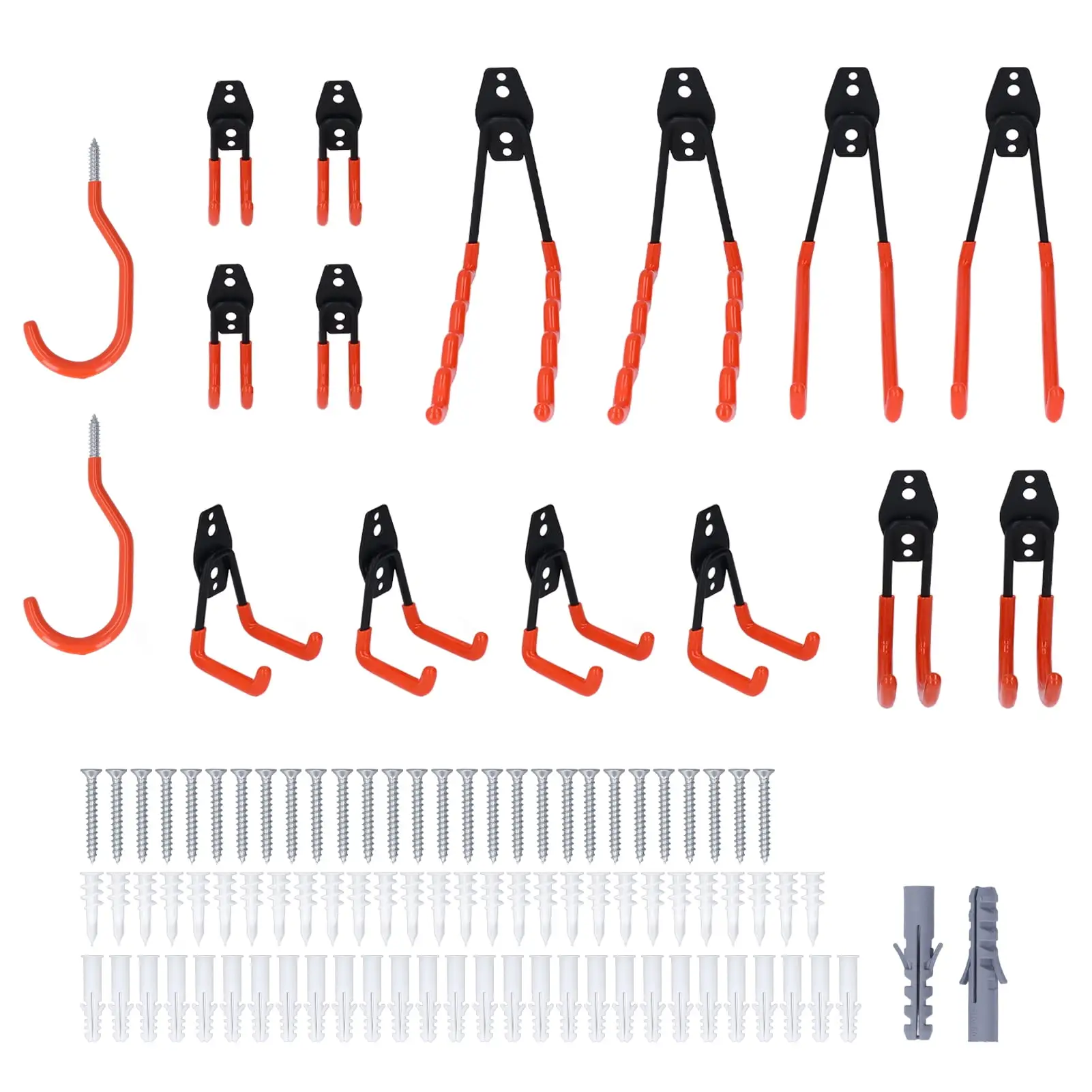 16Pcs/Set Garage Hook Set Iron PVC Garage Storage Tool Hangers for Bike Ladders Strollers