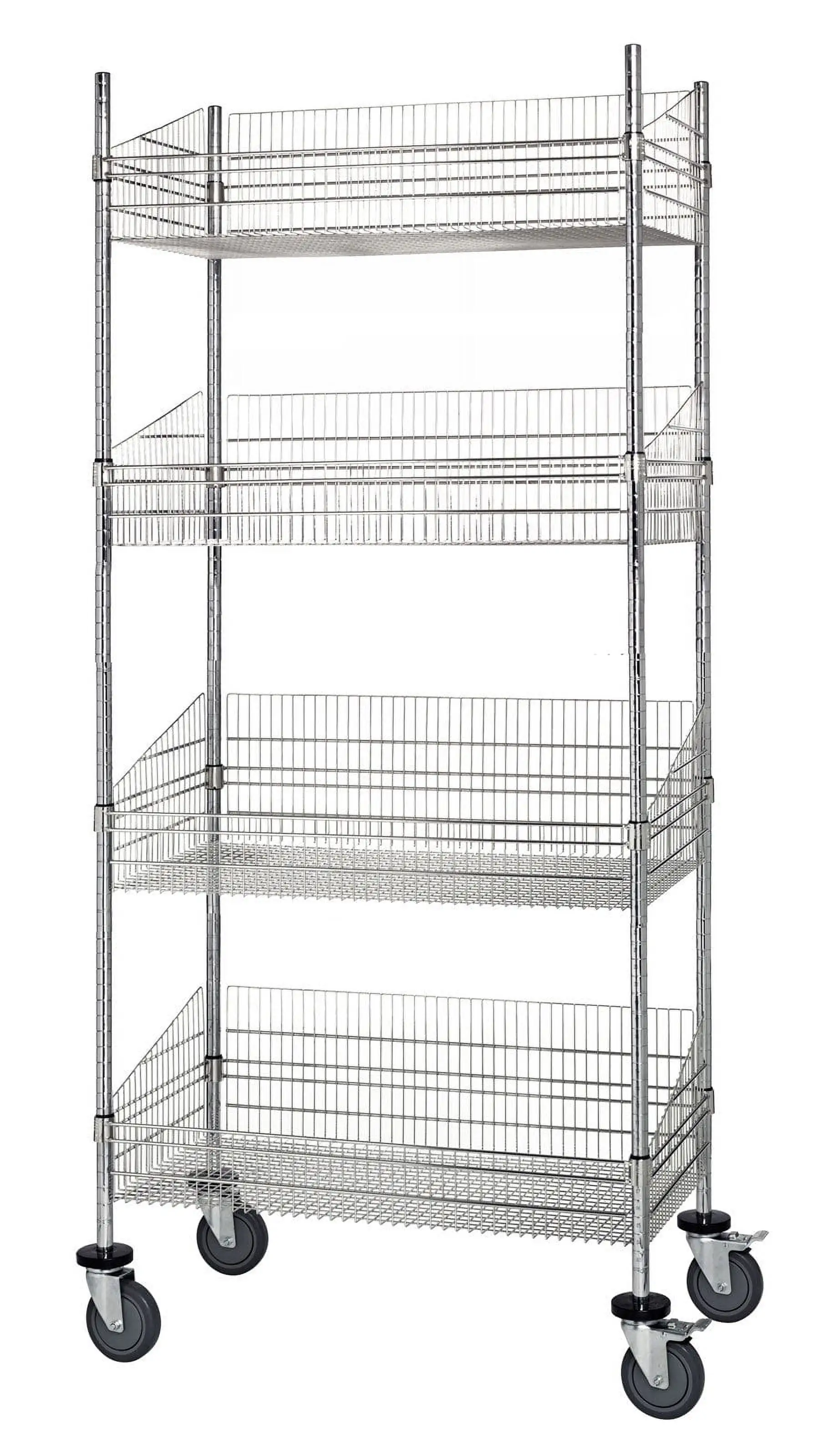 18 Deep x 24 Wide x 60 High 4 Tier Mobile Deep Basket Unit