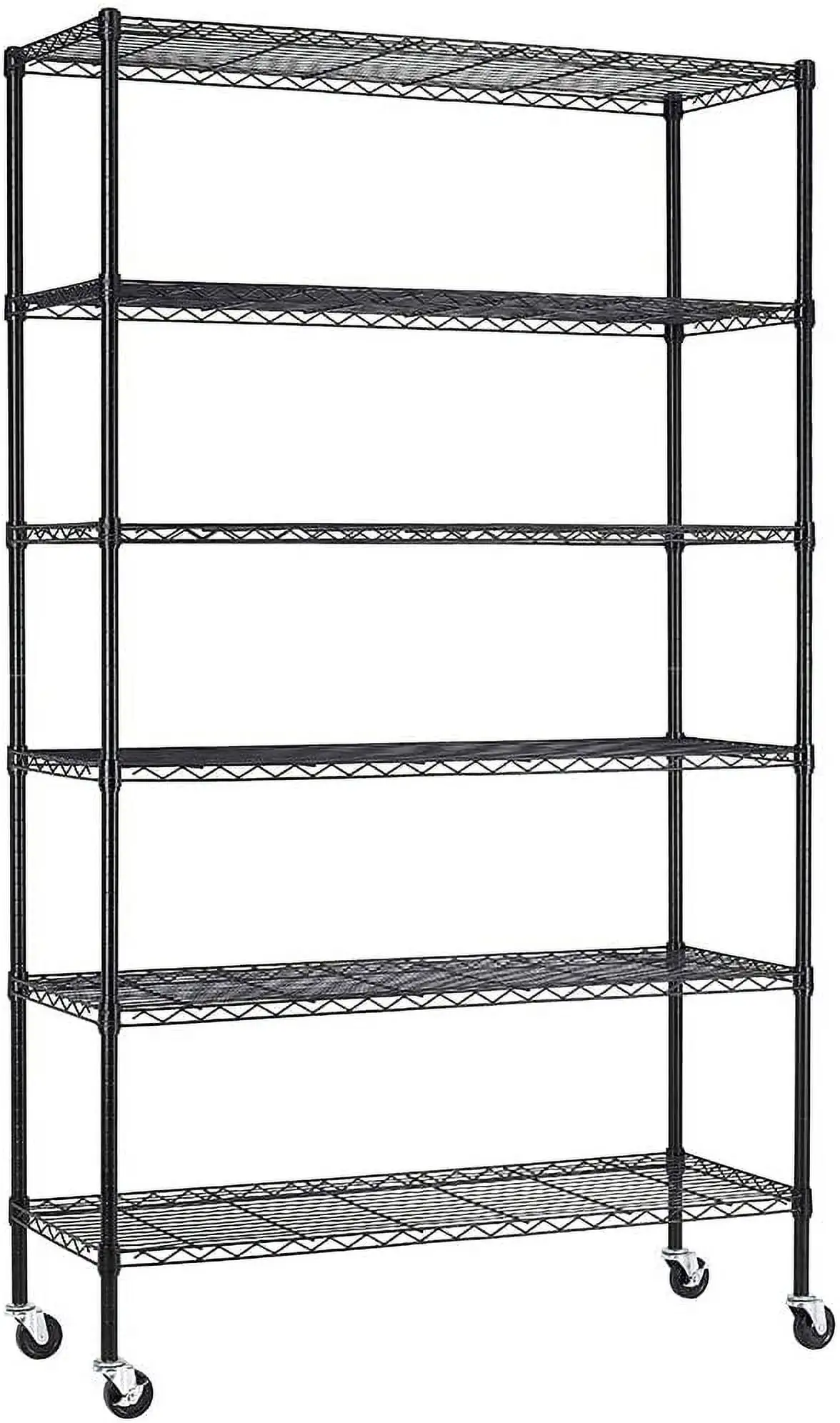 18x48x72 inch Commercial Wire Shelving Unit with Wheels Steel 6 Tier Heavy Duty Layer Rack Storage Metal Shelf Garage Organizer Wire Rack Shelves Adjustable Utility 2100 LBS Capacity.Black