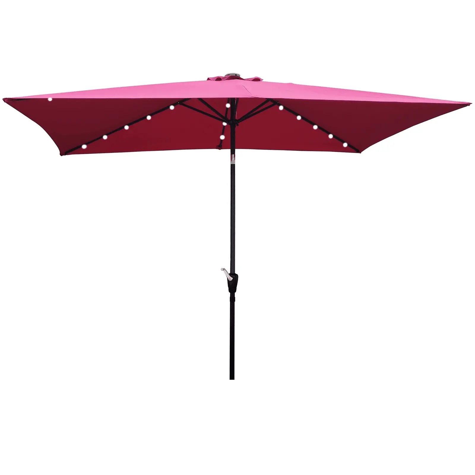 LONGGLE 10ft Rectangular Patio Umbrella with 26 Solar LED Lights