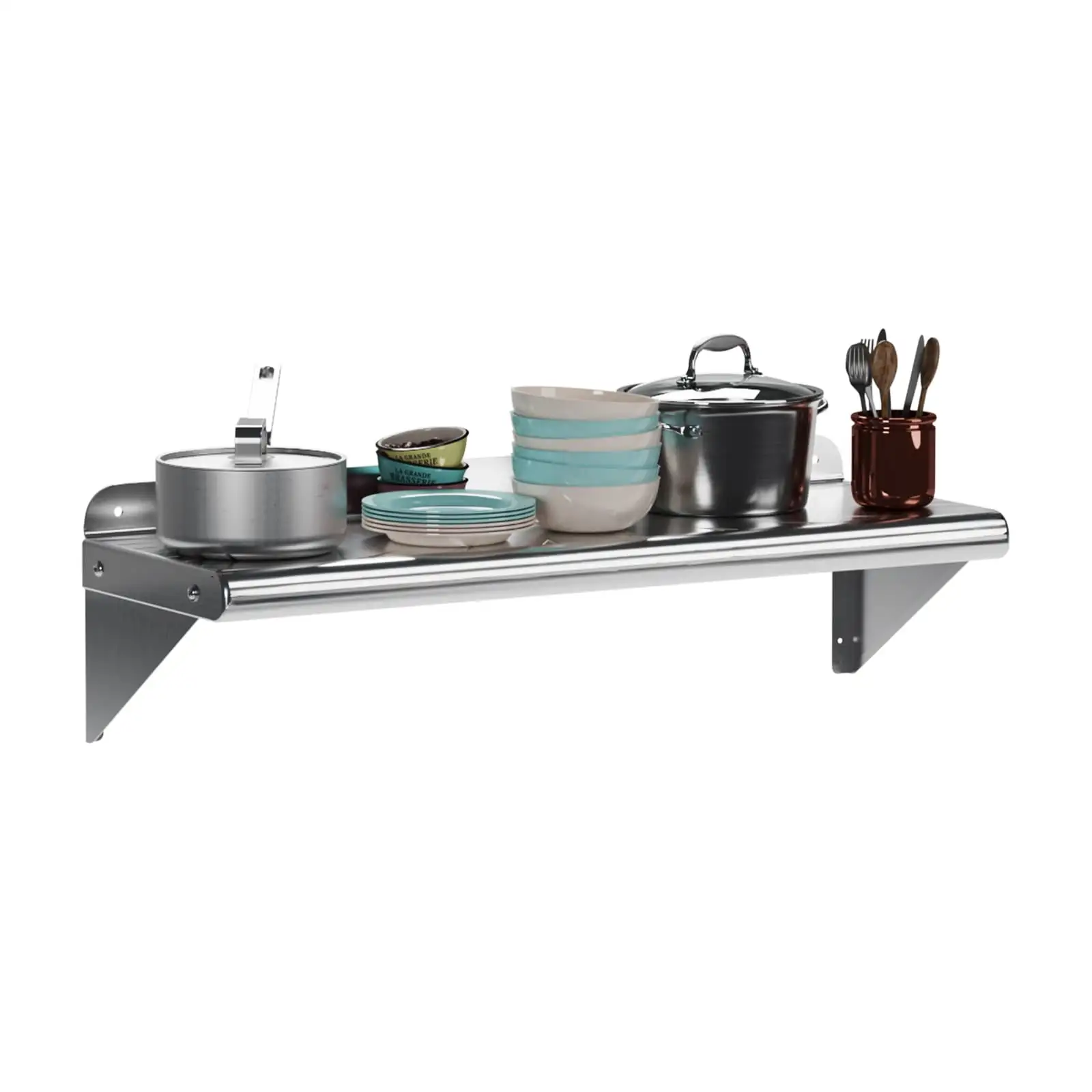 Stainless Steel Shelf 12 x 36 . 250 lb [NSF Certified] Commercial Metal Wall Mount Shelf with Backplash for Restaurant. Laundry Room. Kitchen and Garage