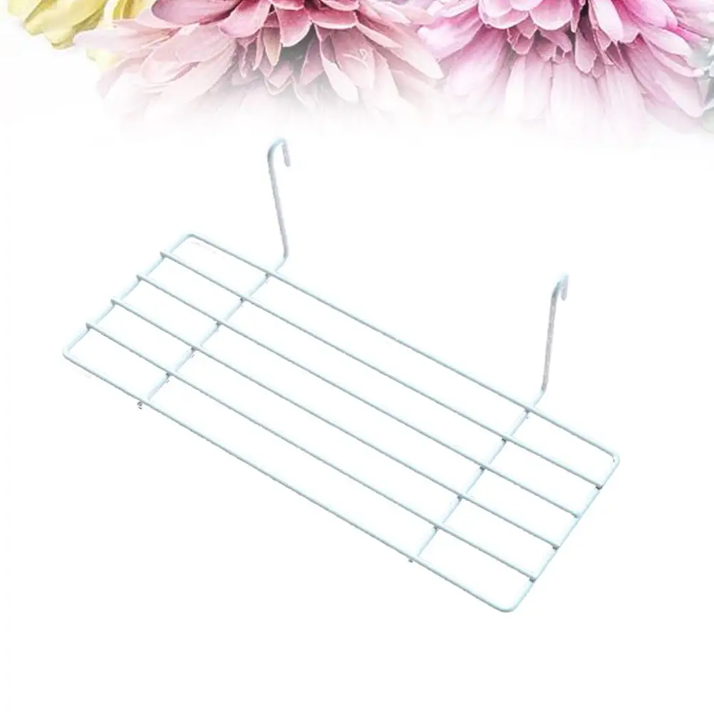 25x10cm Wire Storage Basket Rack Straight Shelf for Grid Panel Display (White)