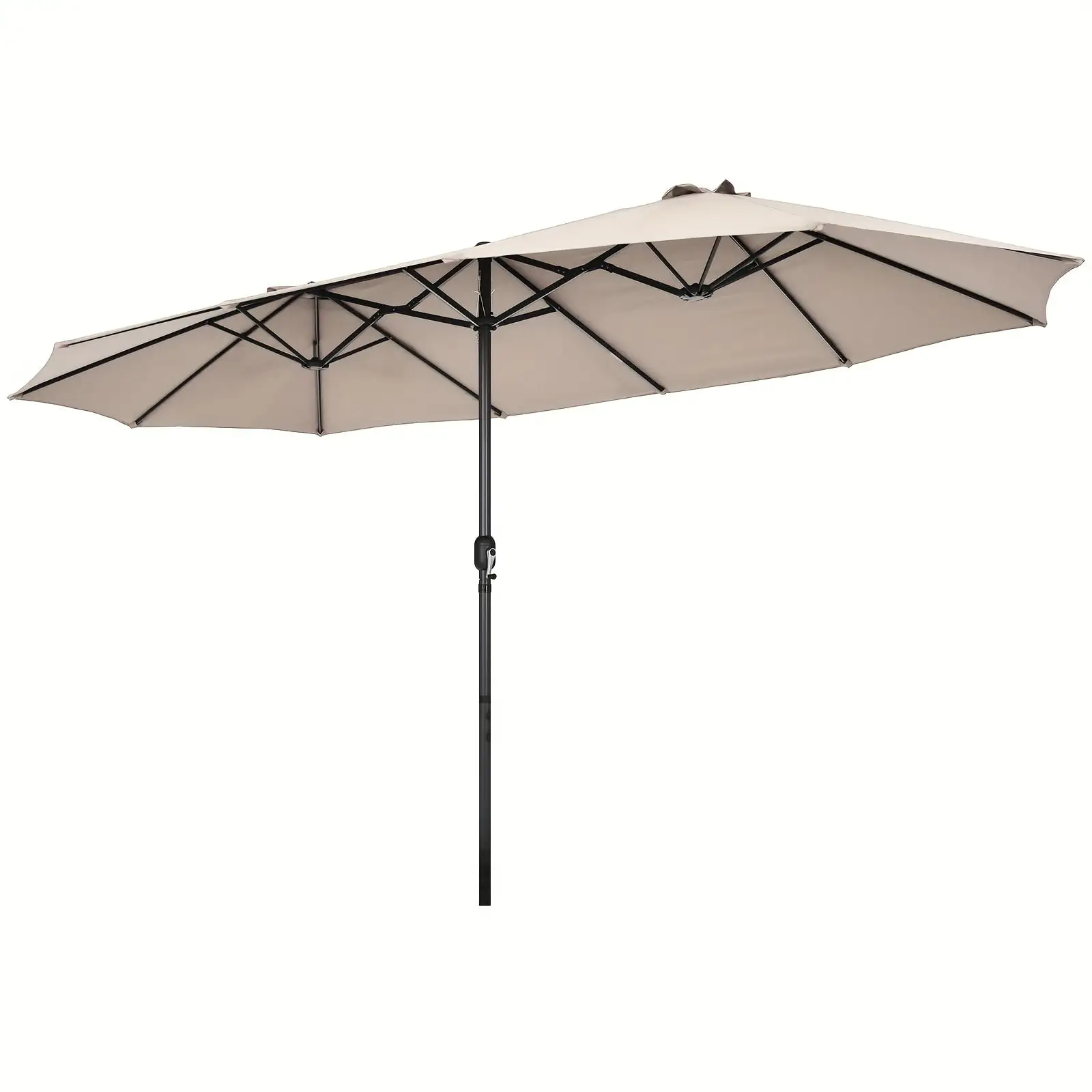 1pc 15ft Patio Umbrella. Double-Sided Outdoor Market Extra Large Umbrella With Crank. Oversize Umbrella For Patio Garden Pool Backyard Beach. Beige