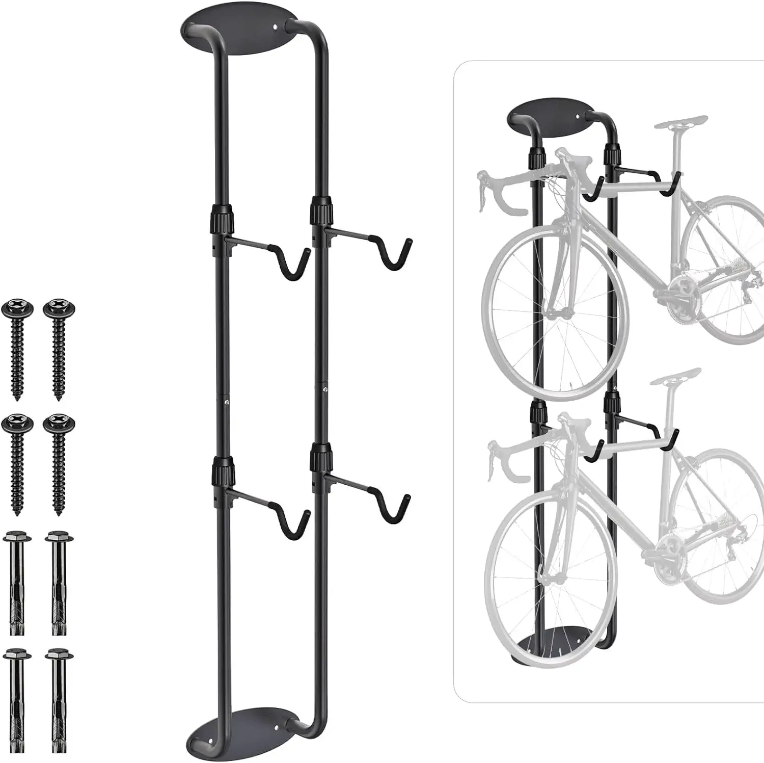 2 Bike Rack Garage Wall Mount Bike Storage Hooks Hangers for Garage. All Steel Wall Mount Bike Rack up to 120lbs. Vertical Bike Stand Rack. Horizontal Bike Hangers for Garage Save Space