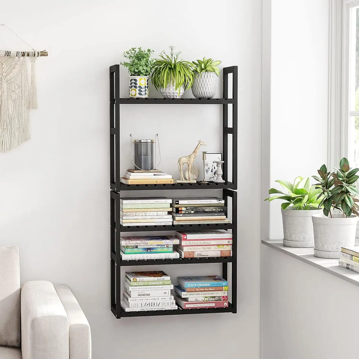 2 PCS Over Toilet Shelving Unit for Bathroom. Adjustable Bathroom Organizers and Storage with Hanging Rod. Black 16.6Lx5.9Wx 16.9H Utility Shelf for Living Room Kitchen Bathroom