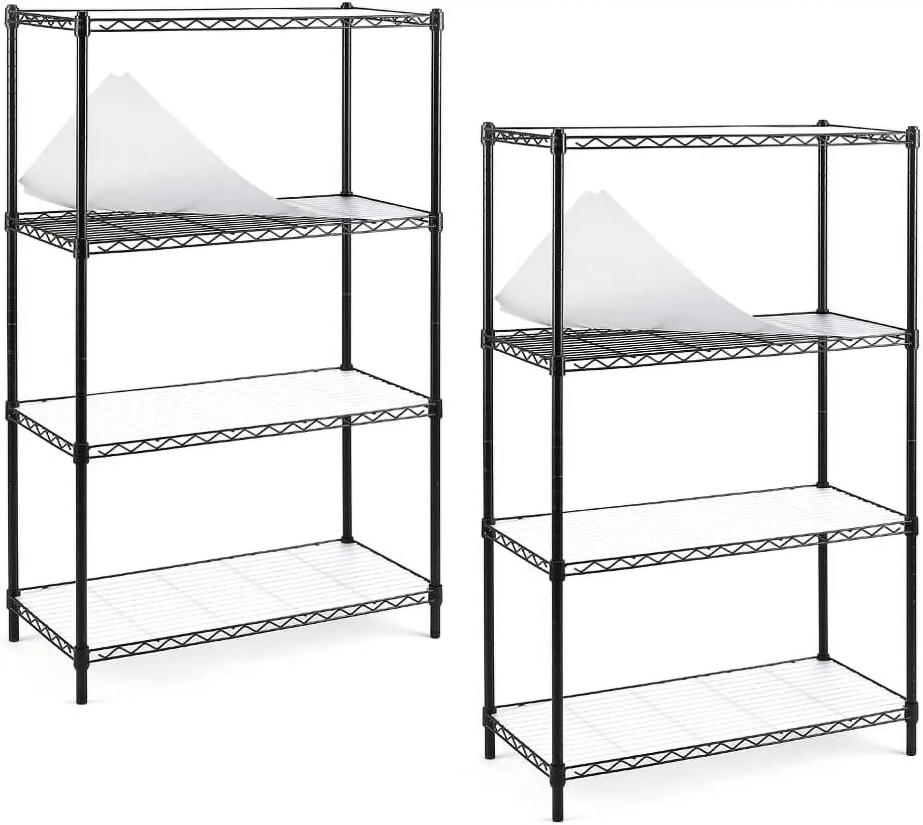 2-Pack 4-Shelf Shelving Unit. Adjustable. Heavy Duty Carbon Steel Wire Shelves. 150lbs Loading Capacity Per Shelf. Shelving Units and Storage for Kitchen and Garage (30Wx14Dx47H)Black.S200-4X2