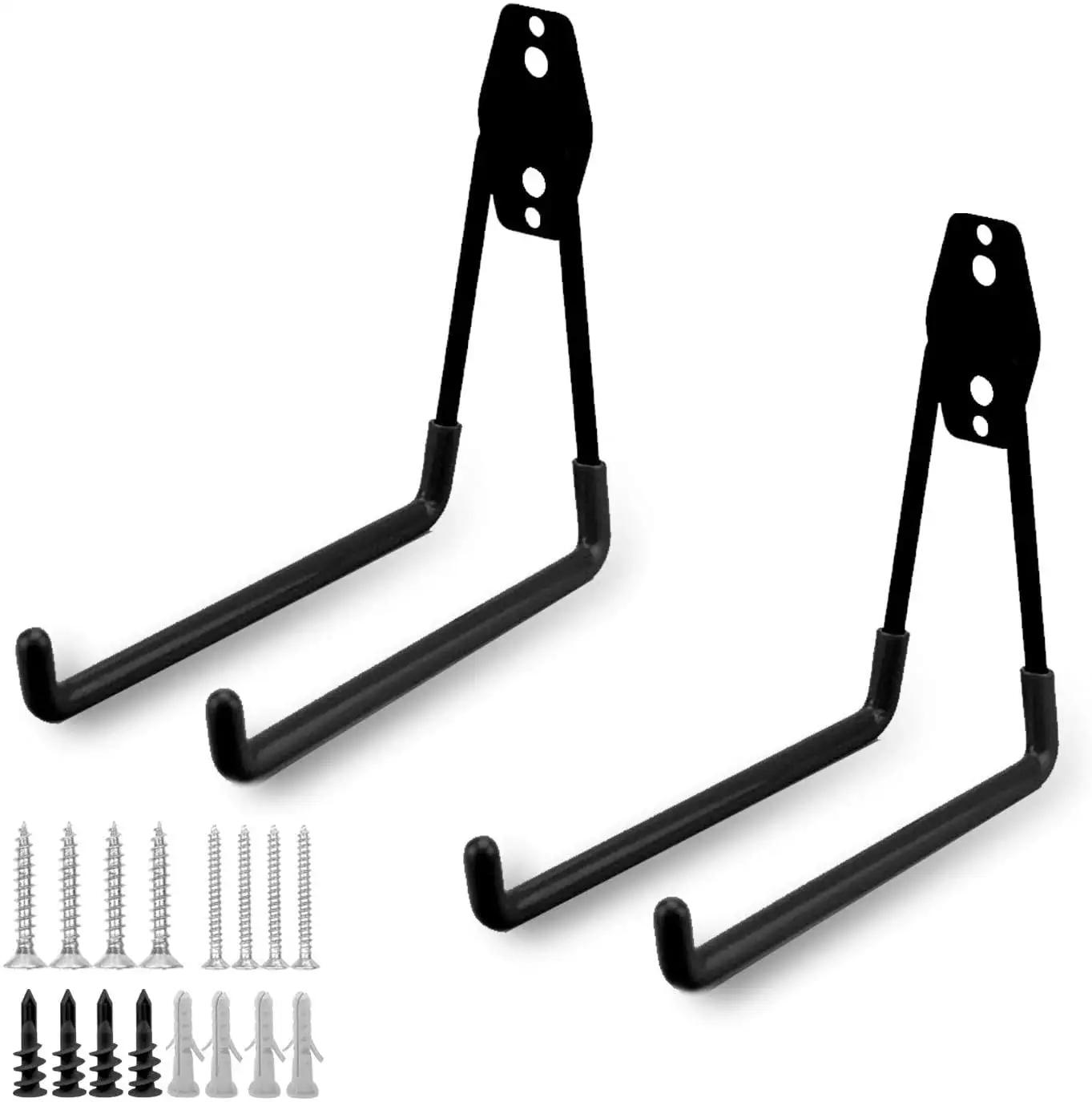 2 Pack Garage Hooks Heavy Duty.Iron Garage Storage Hooks with Anti-Slip.Tool Hangers for Garage Wall Utility Wall Mount Garage Hooks for Garden Tools.Ladders. Bulk Items. Bikes (Black)