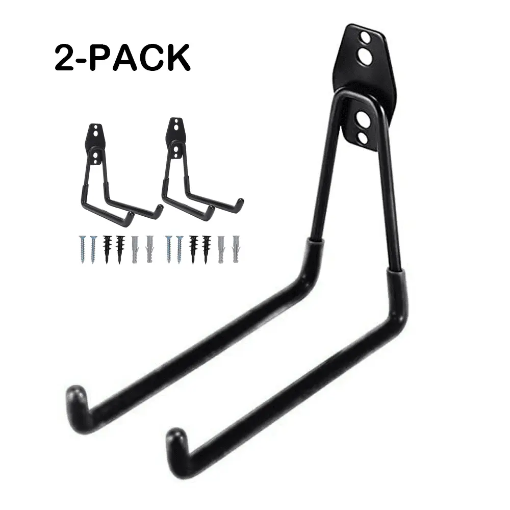 2-Pack Wall-Mount Storage Hooks Large Size Heavy Duty Garage Hooks for Hanging Bike