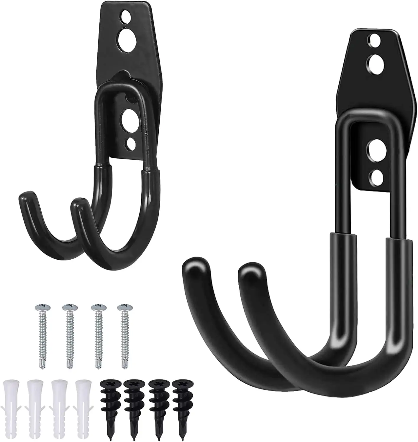 2 Pieces Steel Garage Storage Utility Hooks. Double Garage Storage Hooks Wall Hook Garage Garage Storage Hook with Screws for Garden Tools Bikes Ropes Ladders