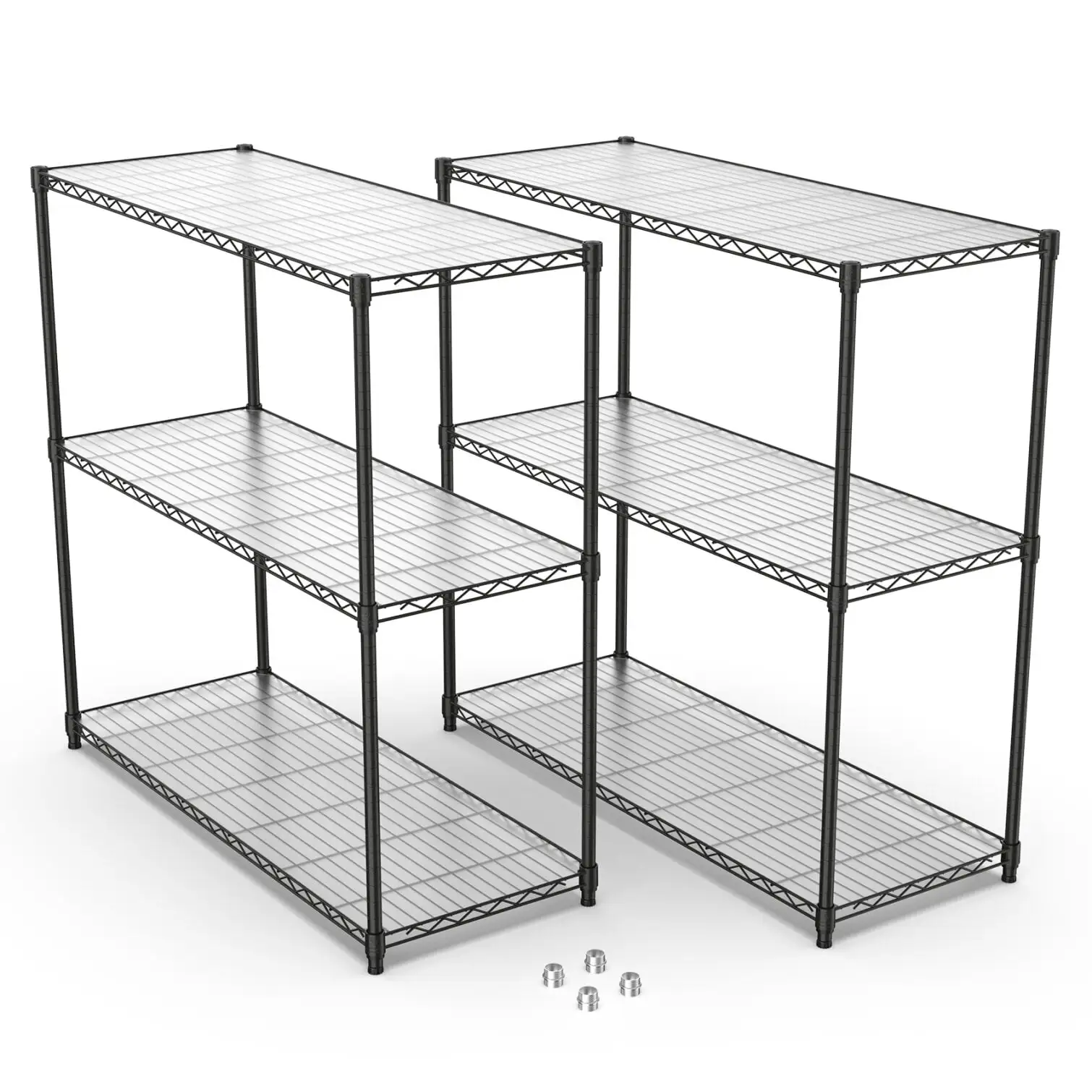 2 Pieces Storage Shelving Unit. Adjustable Heavy Duty Wire Shelves Organizer with 6 Tier Shelf. Industrial Storage Racks for Kitchen. Garage. Black