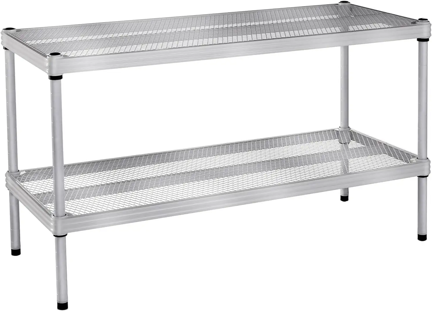 2 Tier Full Size Metal Storage Shelving Unit Rack for Kitchen. Office. and Garage Organization 31 by 13 by 17.5 Inches. Silver