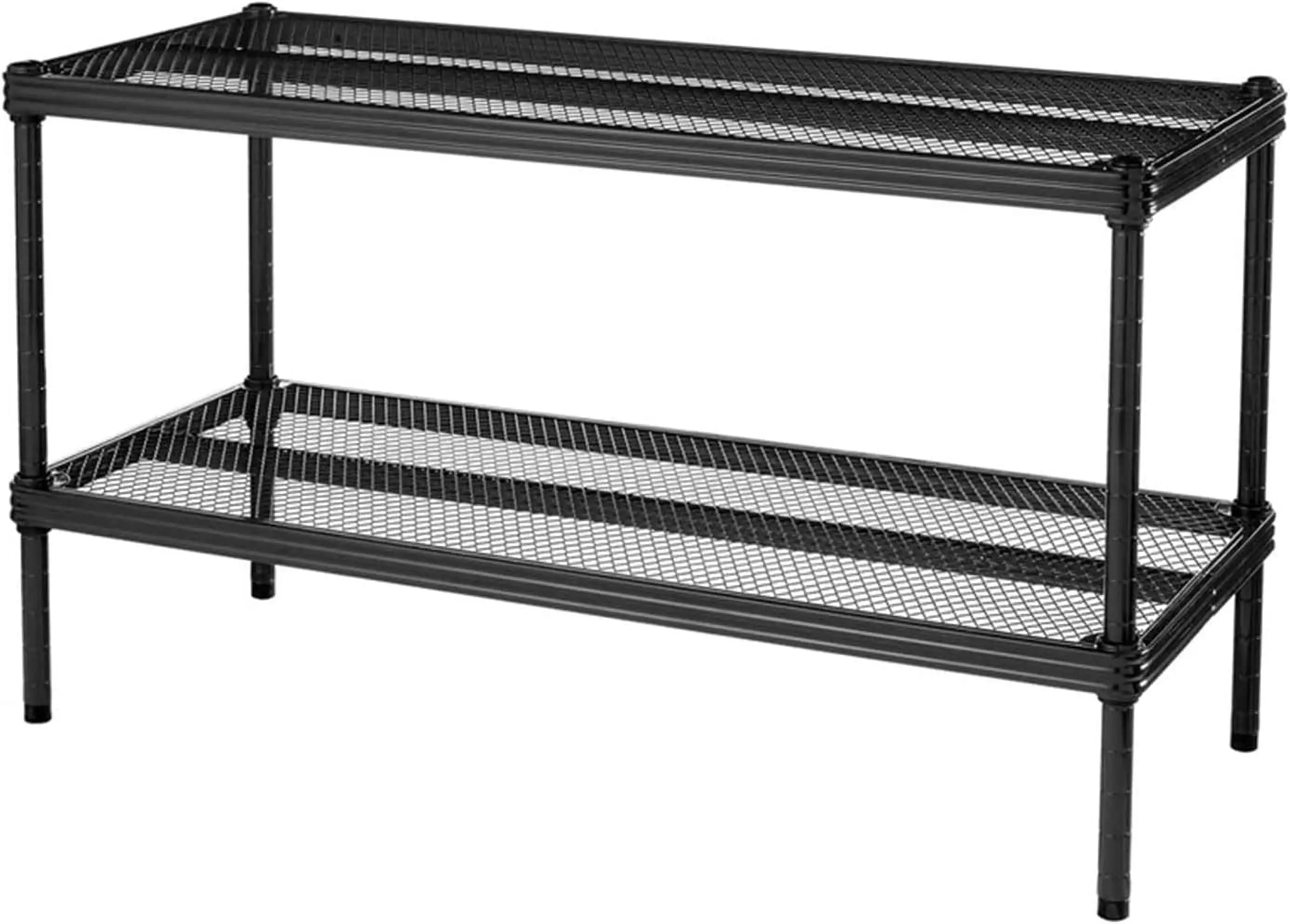 2 Tier Metal Storage Shelves for Kitchen. Office. and Garage Organization. Black