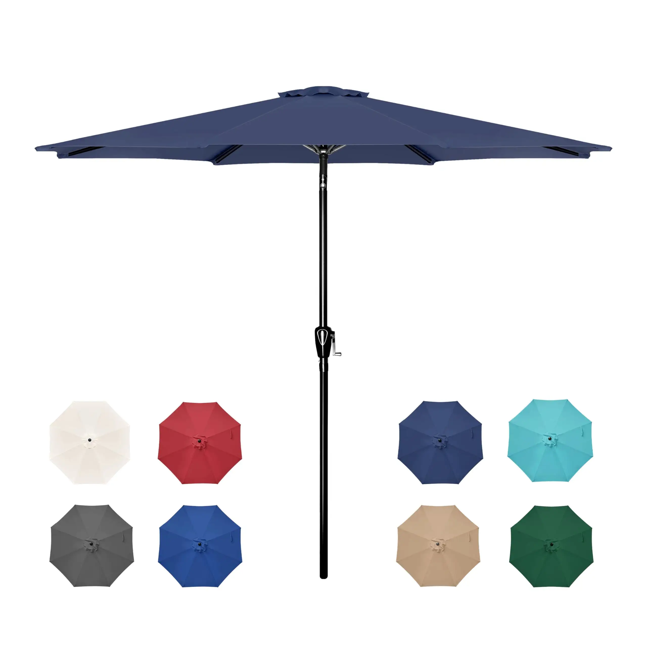 2-Tiers Patio Umbrellas Outdoor Large Market Umbrella With Crank Lift System 8 Sturdy Ribs UV Protection for Garden. Deck. Backyard. Pool and Beach. Beige