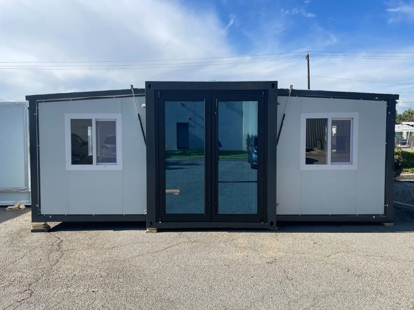 20 ft. x 19 ft. x 8 ft. Expandable Metal Storage Shed with Glass French Door and Floor and Lockable Door and Windows Kitchenette (380 sq. ft.)