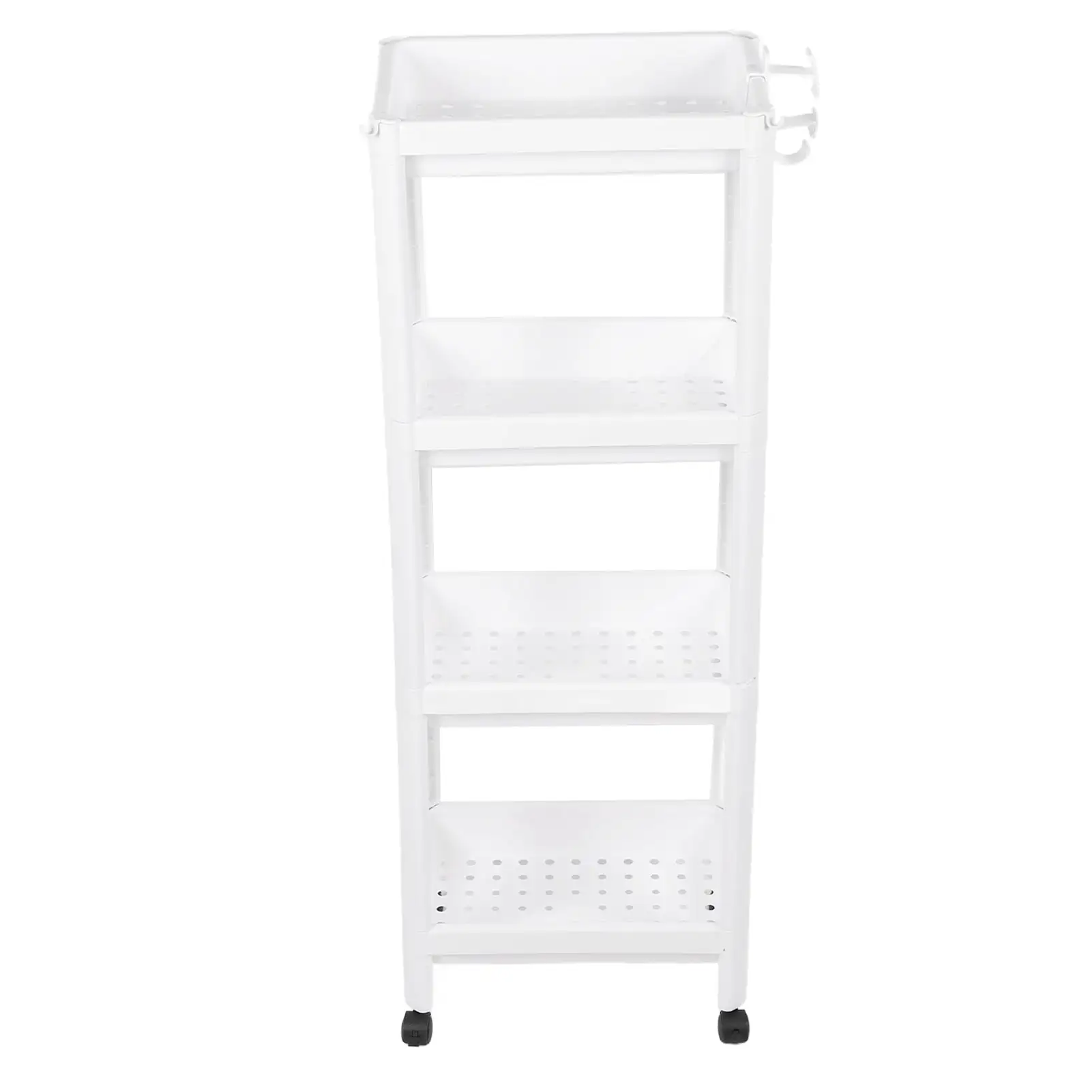 2024 Bathroom Accessories Bathroom Decor Bathroom Tower Shelf Plastic Freestanding Storage Rack Organizer Multifunctional Shelving Unit for Living Room Bedroom Kitchen White 4 Layers (with Wheel)