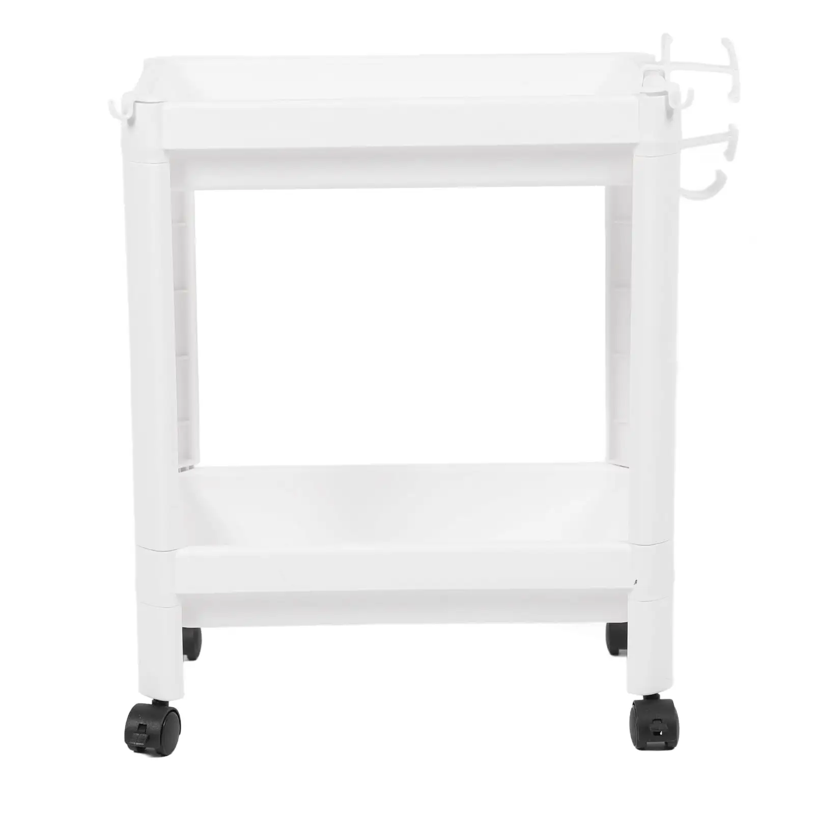 2024 Bathroom Tower Shelf Plastic Freestanding Storage Rack Organizer Multifunctional Shelving Unit for Living Room Bedroom Kitchen White 2 Layers (with Wheel)