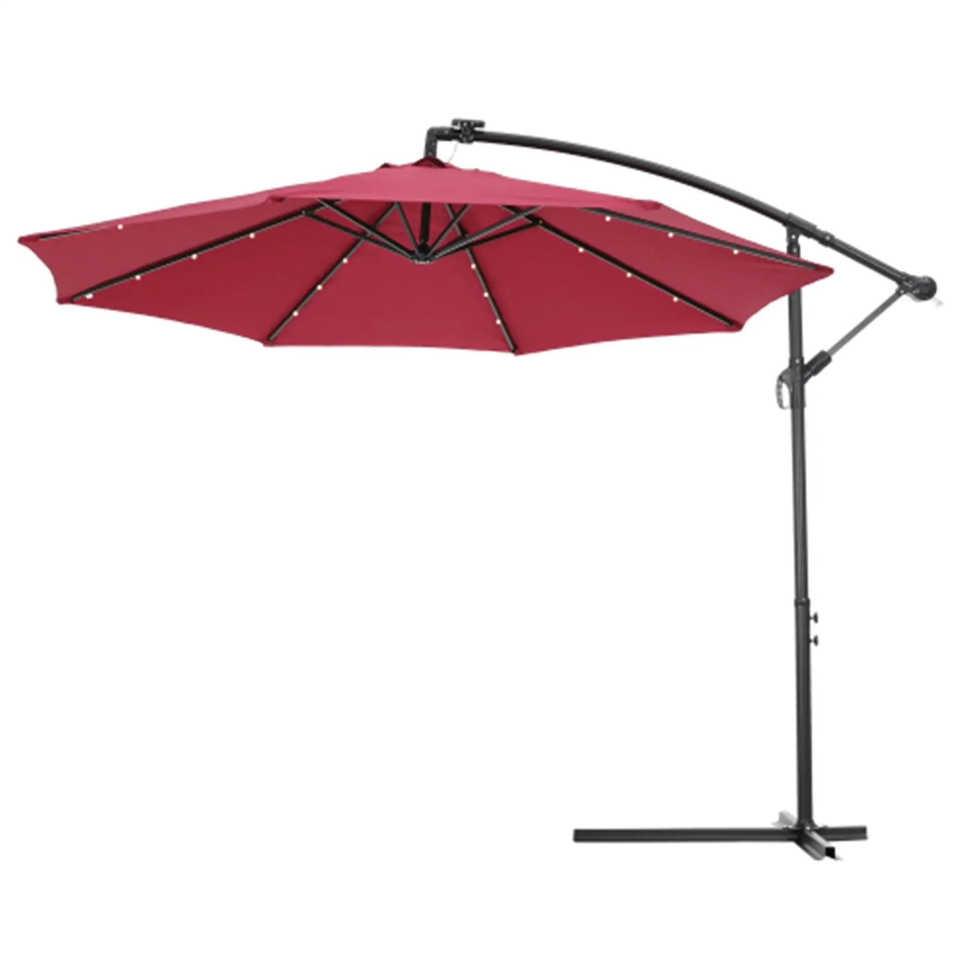 LED Patio Outdoor Umbrella. Sunshade unbrella. Adustment with 24 LED Lights. Red