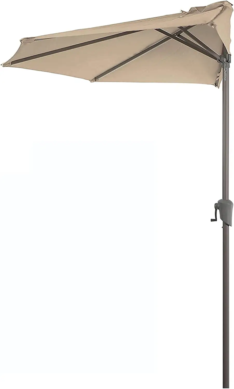 BSL9'HalfRoundPatioOutdoorUmbrellawithCrankforDeck. Balcony. Garden or Terrace Shade. Beige