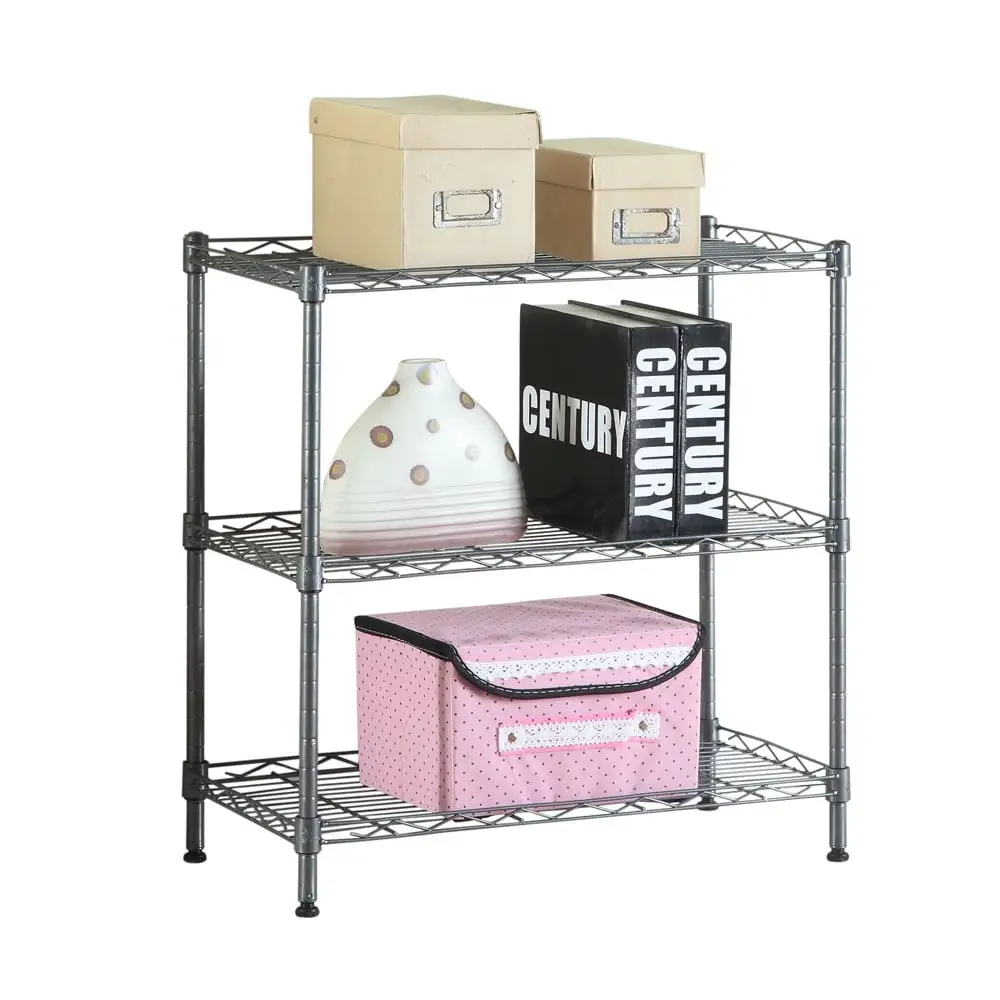 23 x 13 x 32 Metal Storage Shelves. SEGMART Heavy Duty 3-Tier Wire Storage Shelf for Kitchen. Sturdy Bakers Rack for Living Room. Office. Garage. Outdoor Grill Area. Patio. Backyard. Q0557